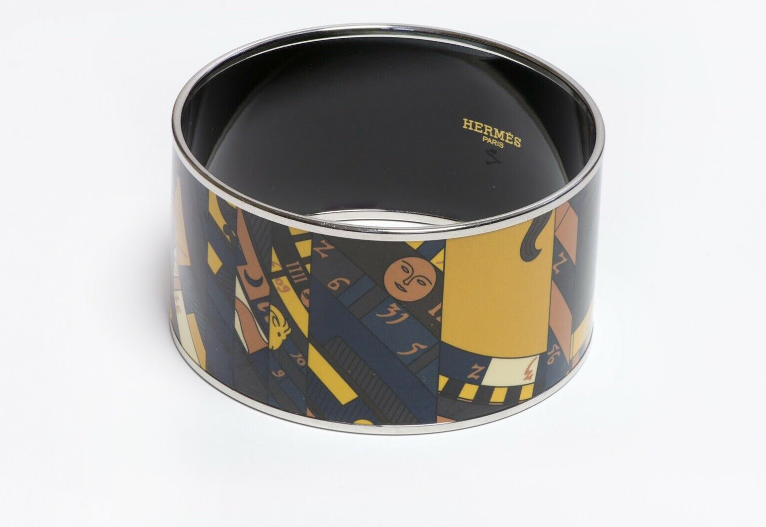 HERMES Paris “Astrologie” Extra Wide Enamel Bangle Bracelet