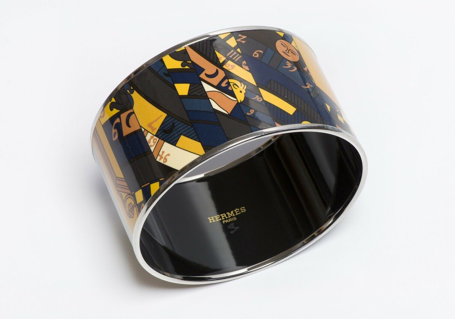 HERMES Paris “Astrologie” Extra Wide Enamel Bangle Bracelet