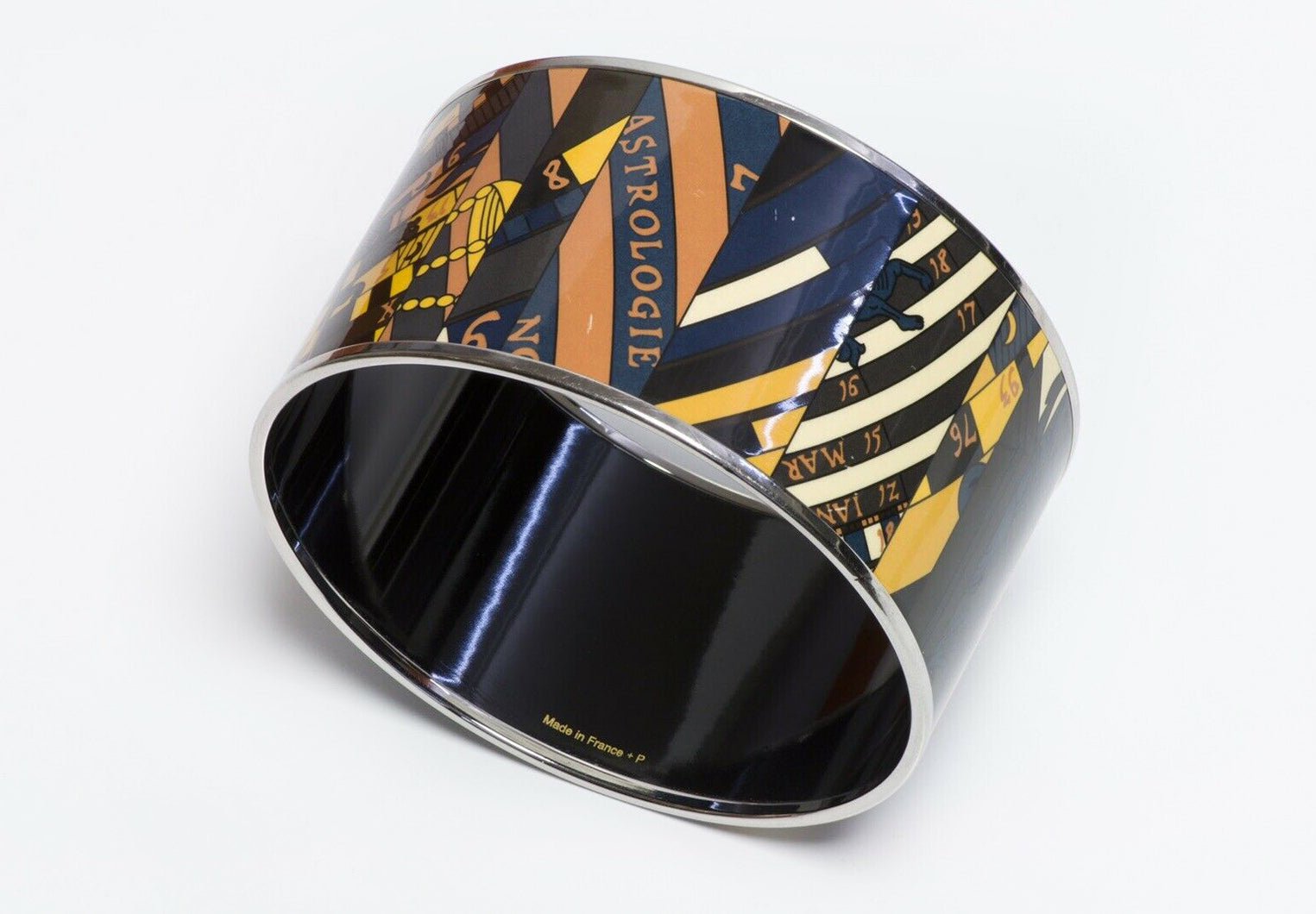 HERMES Paris “Astrologie” Extra Wide Enamel Bangle Bracelet