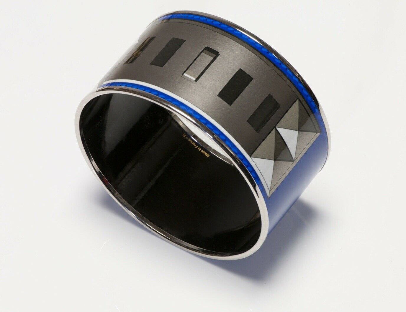 HERMES Paris Blue Enamel Collier de Chien Bangle Bracelet