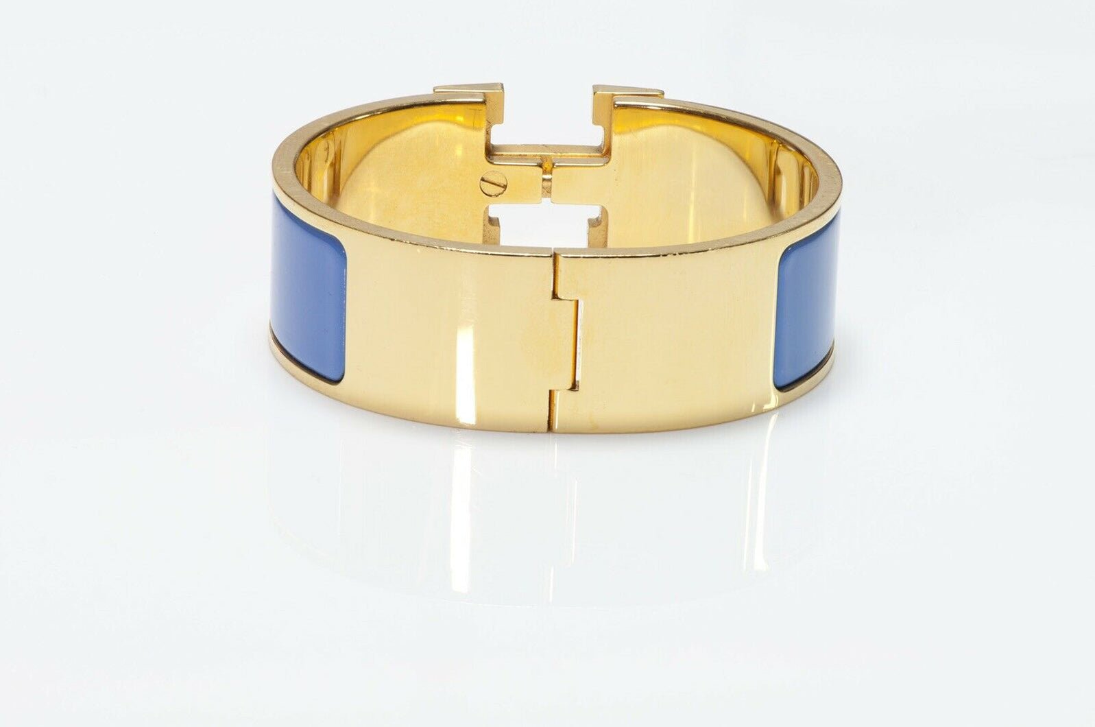 HERMES Paris Blue Enamel H Clic Clac Bracelet
