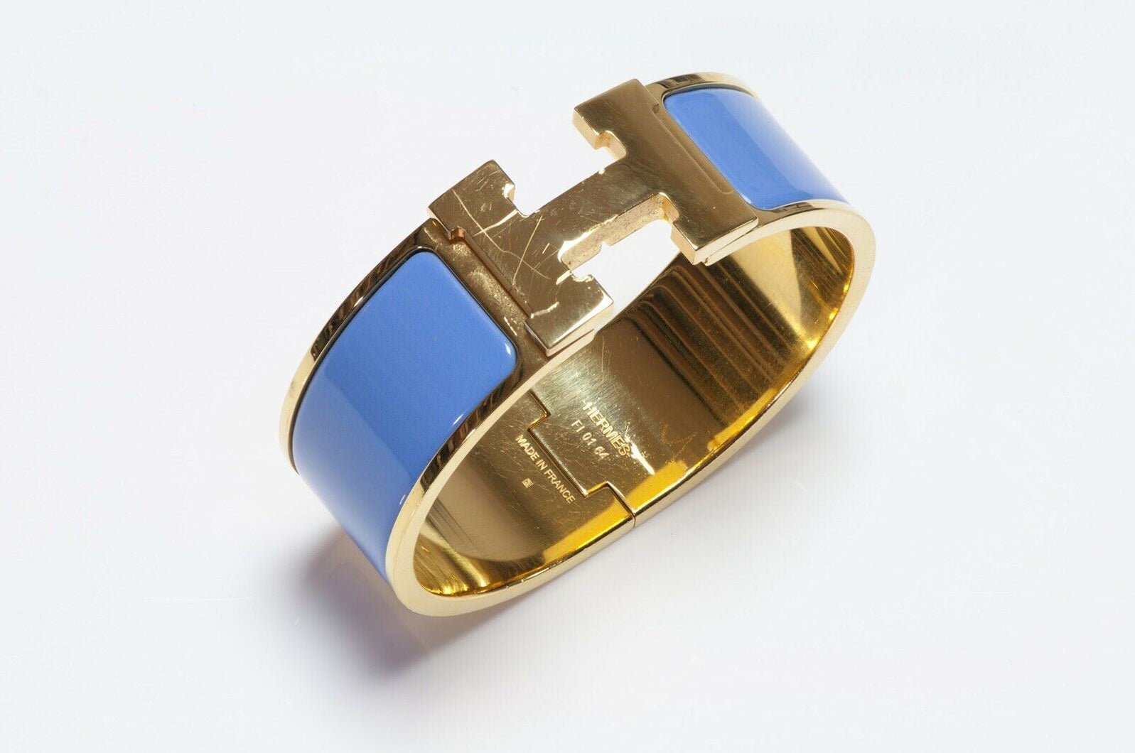 HERMES Paris Blue Enamel H Clic Clac Bracelet