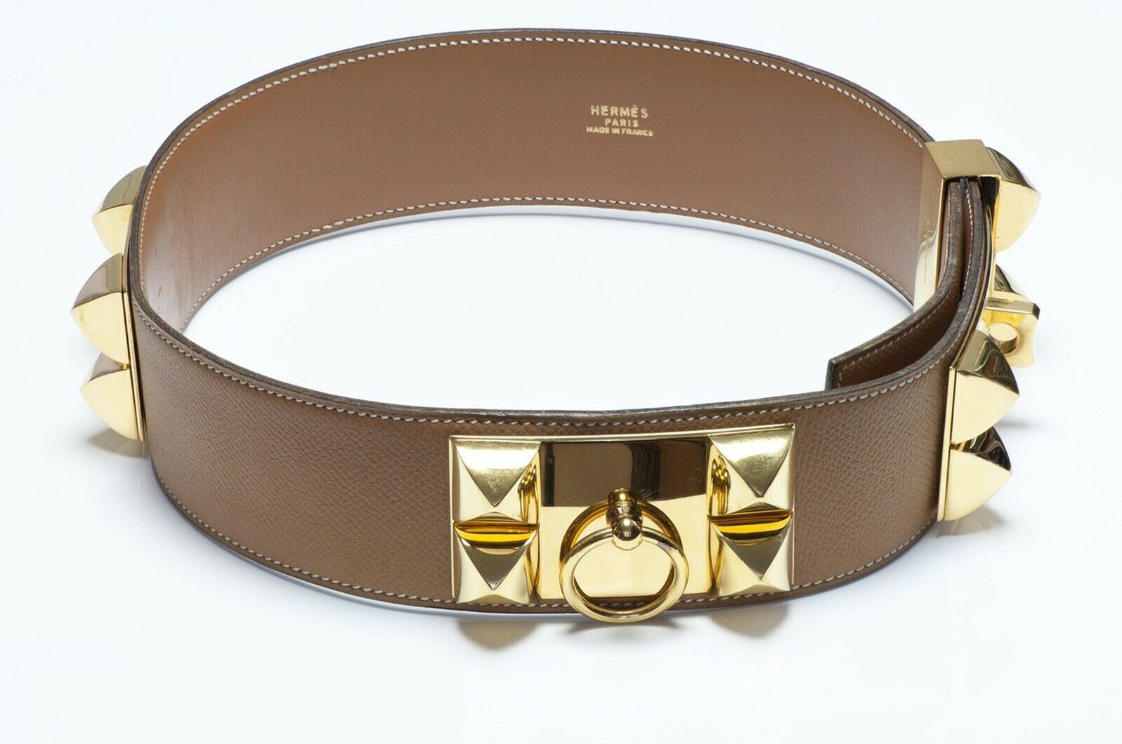 HERMES Paris Brown Leather Collier De Chien Belt
