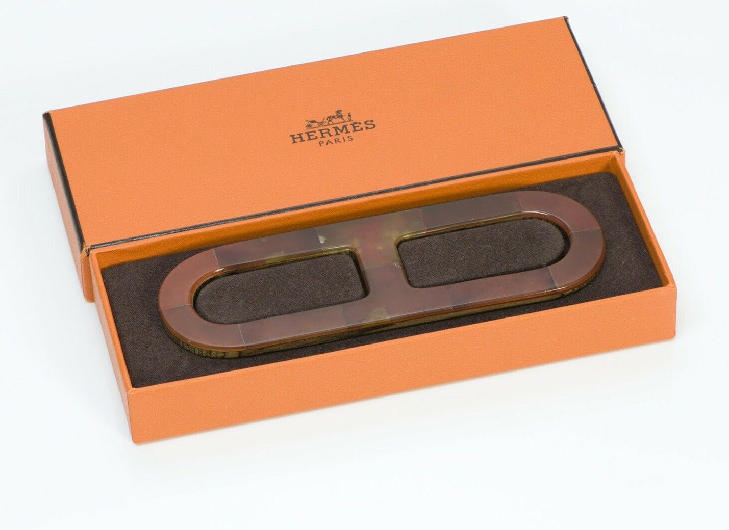 HERMES Paris Chaine d’Ancre Long Wood Agate Scarf Ring GM
