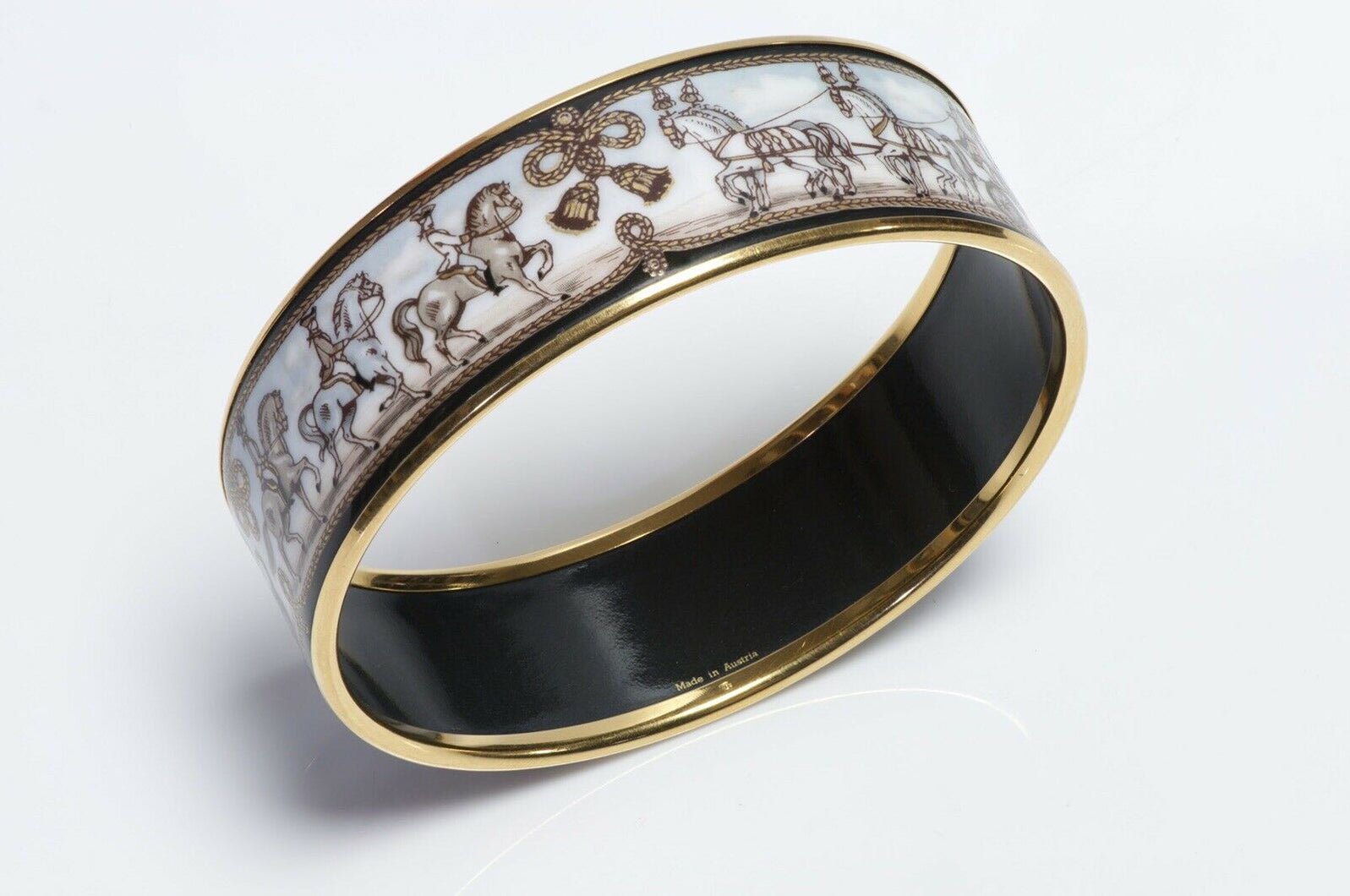HERMES Paris Enamel Horse Equestrian Bangle Bracelet