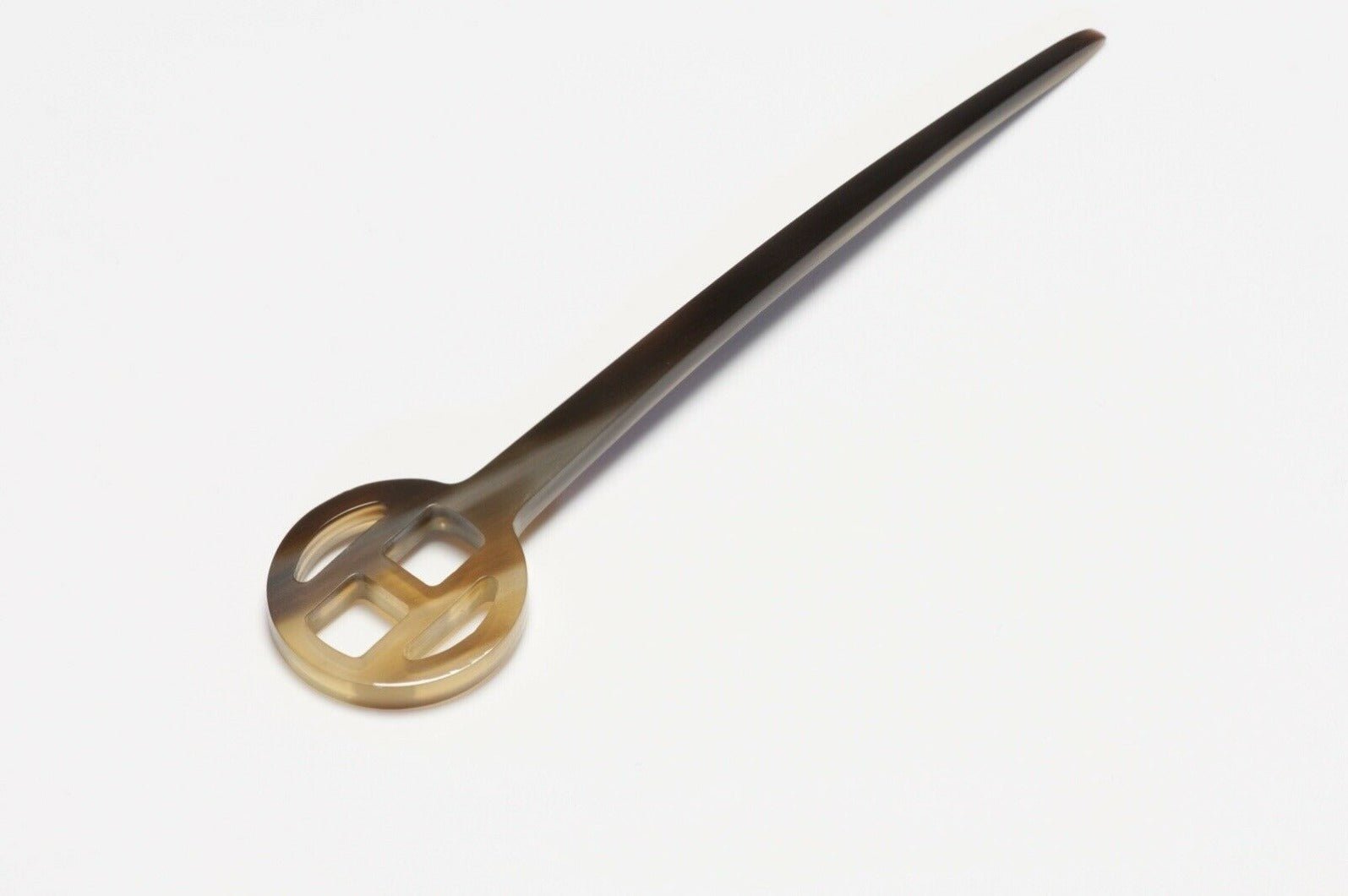 HERMES Paris H Brown Horn Hairpin