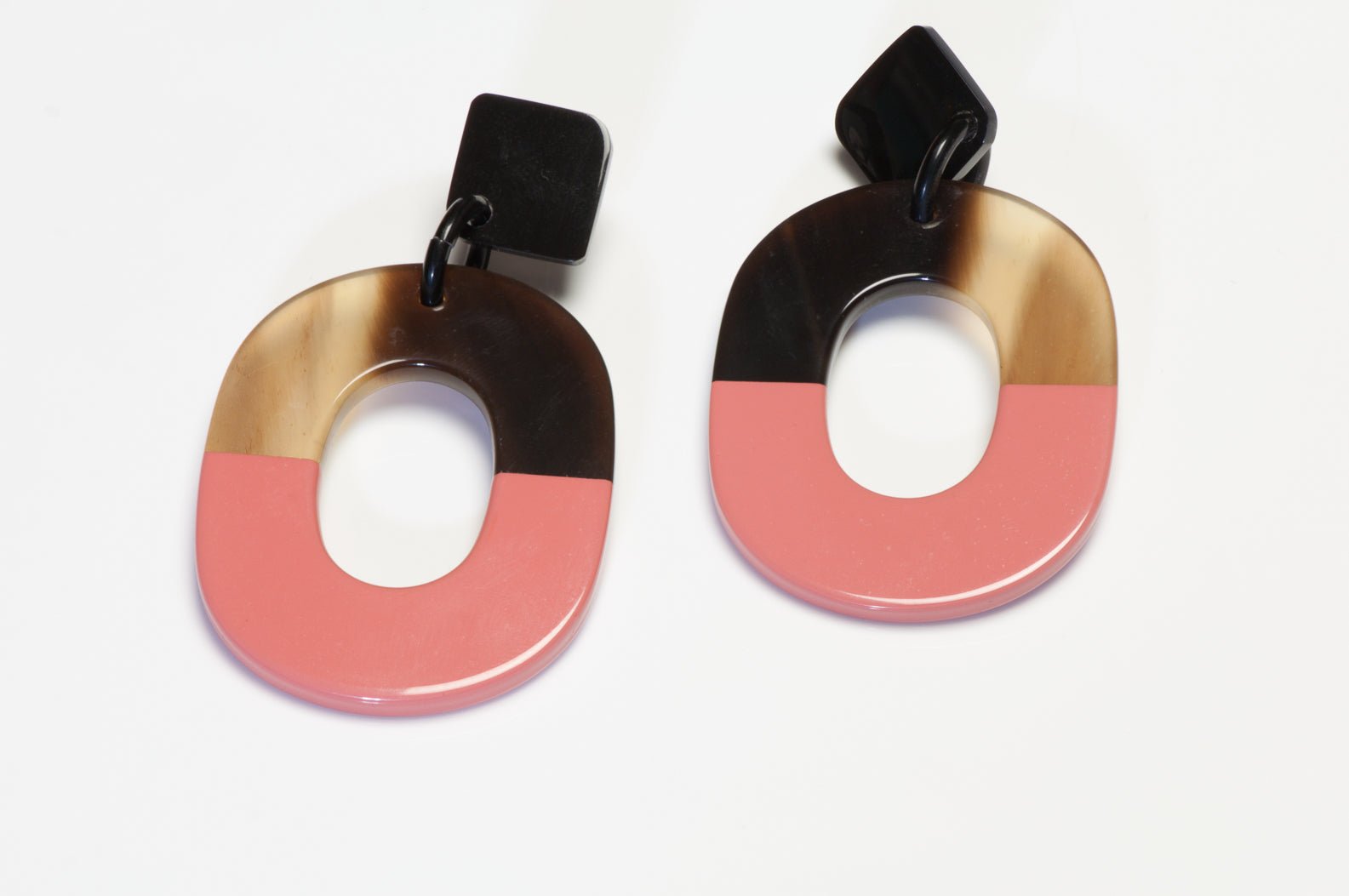 Hermes Paris Isthme Horn Lacquer Hoop Earrings