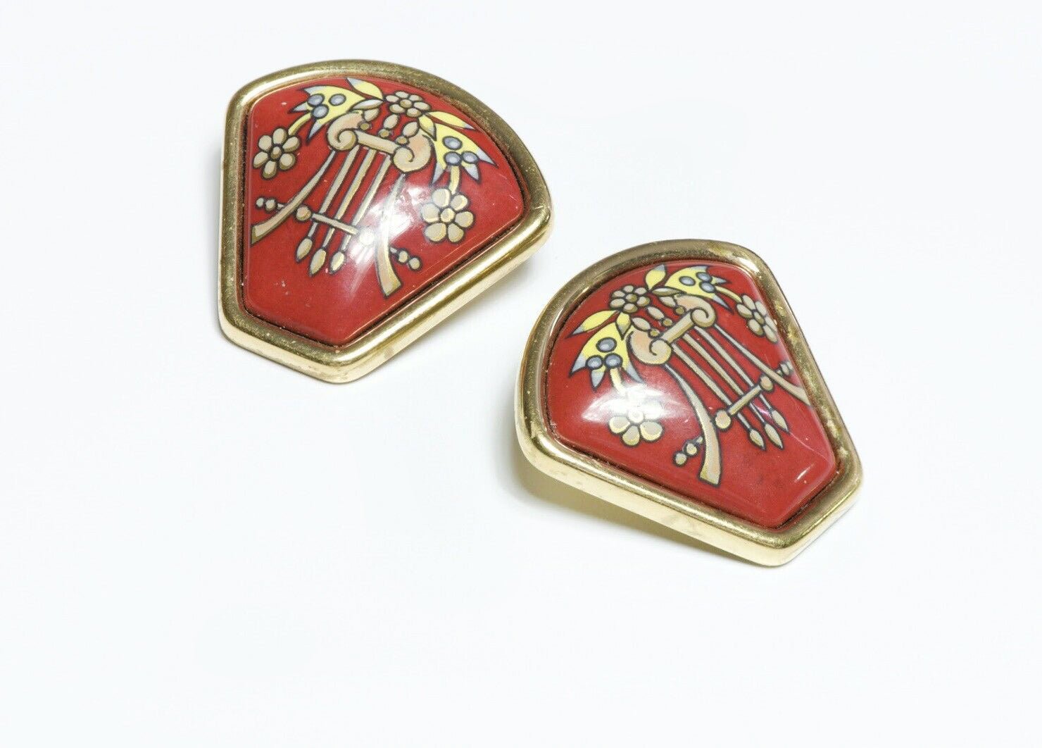 HERMES Paris Red Enamel Earrings
