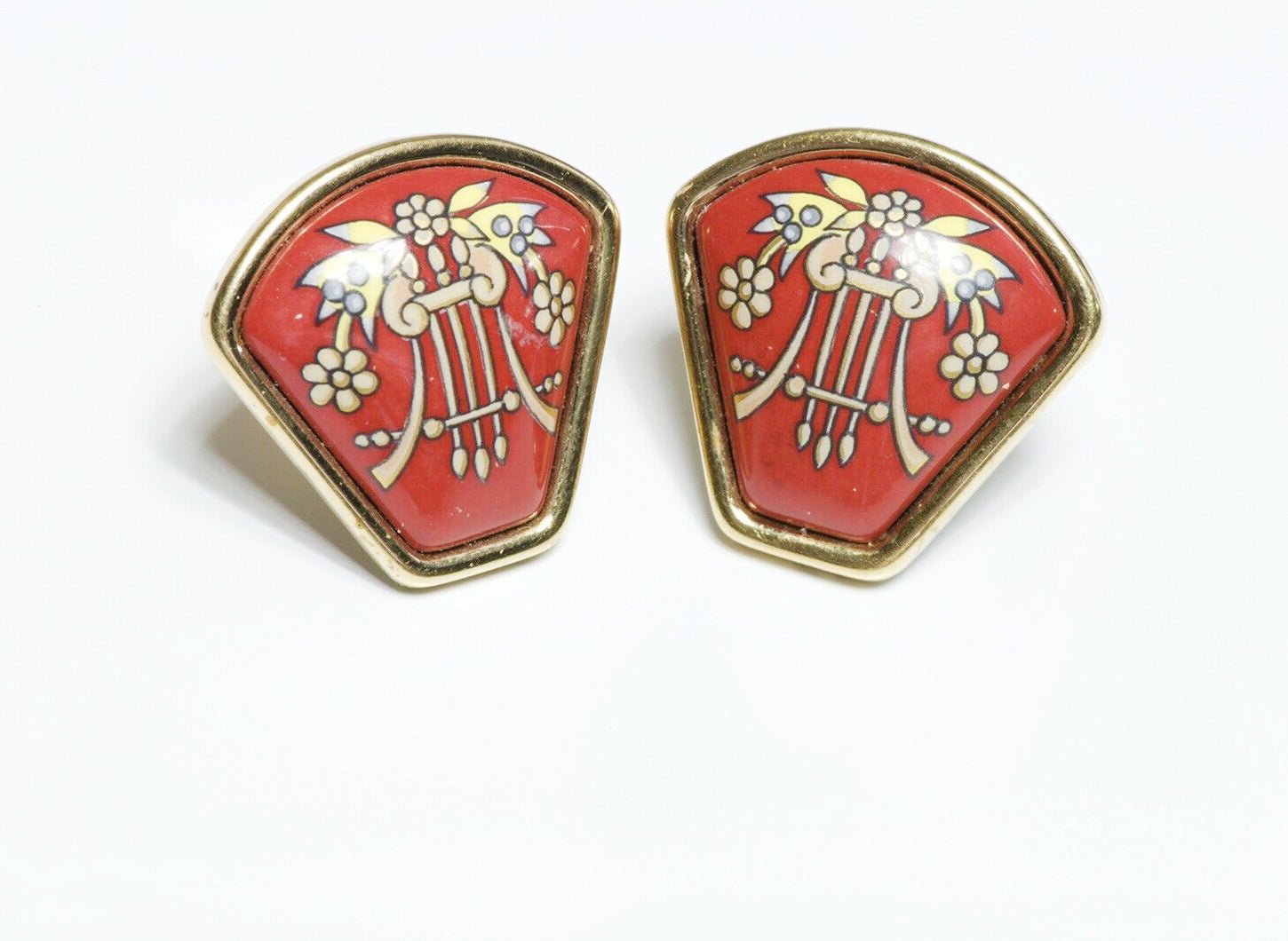 HERMES Paris Red Enamel Earrings