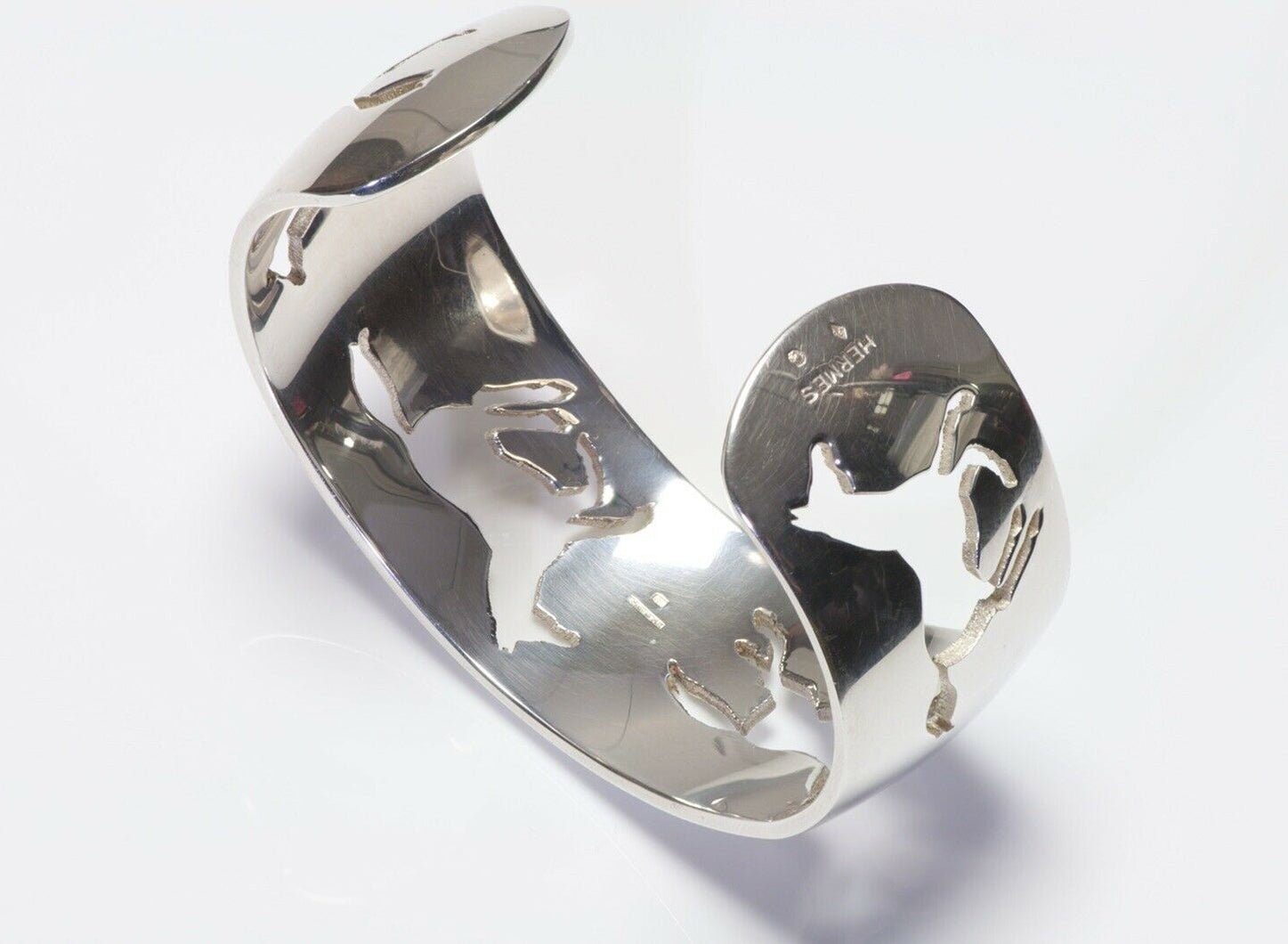 HERMES Paris Sterling Silver Equestrian Horse Cuff Bracelet