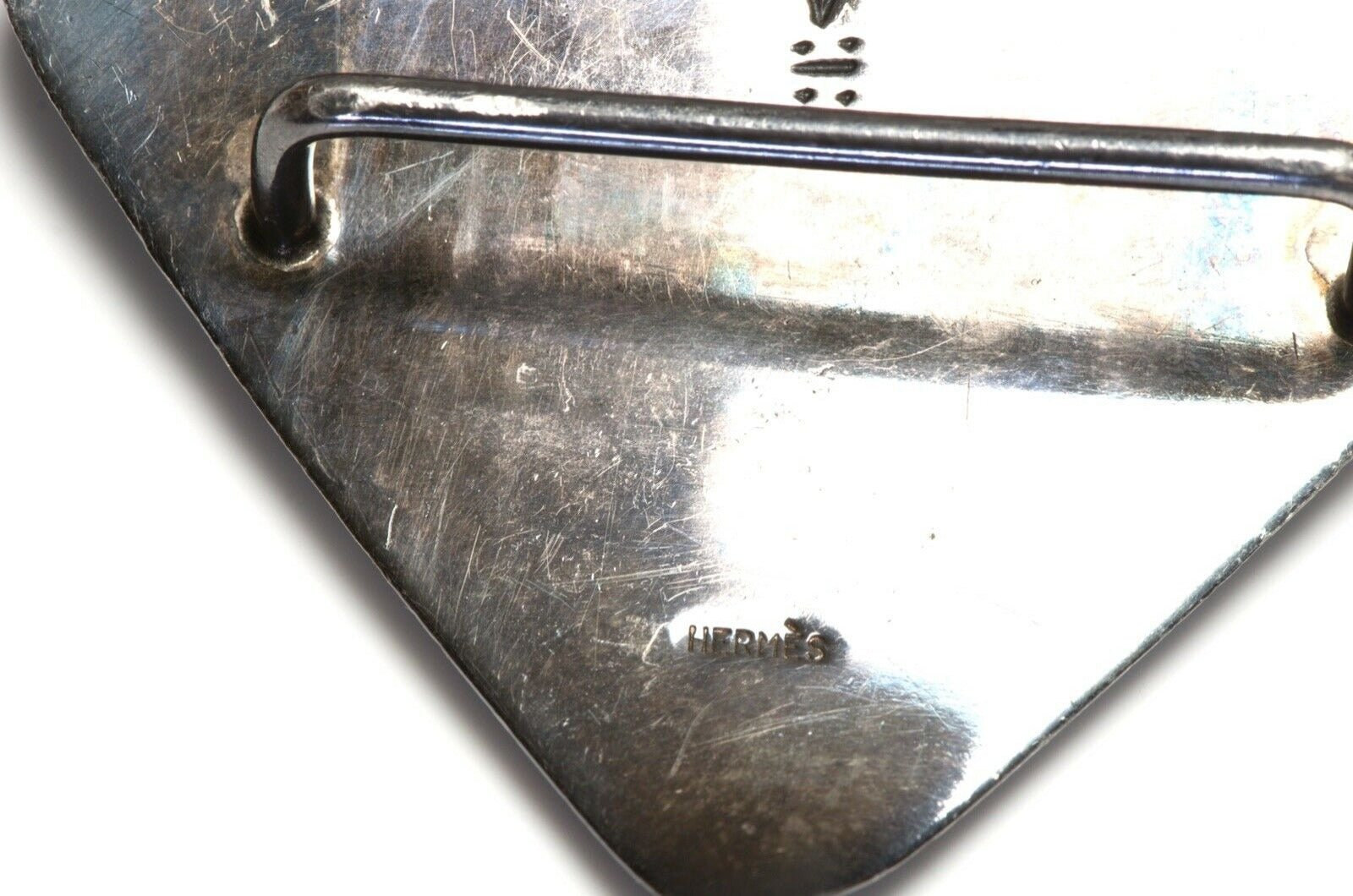 HERMES Paris Touareg Engraved Sterling Silver Black Leather Belt Buckle