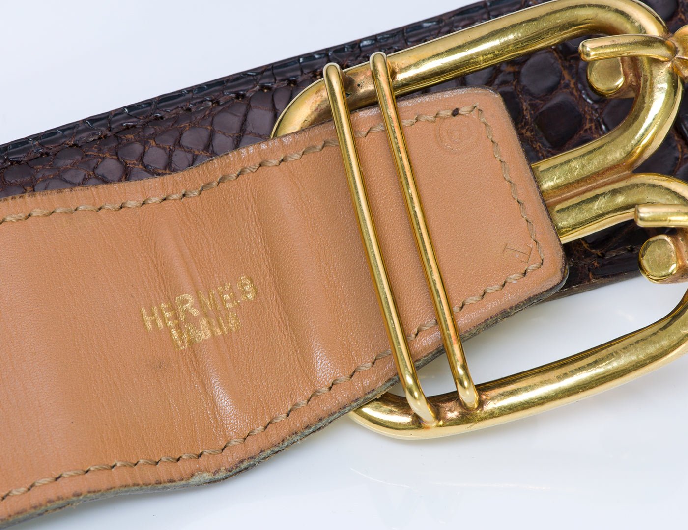 Hermès Paris Wide Brown Crocodile Chaine d’Ancre Belt
