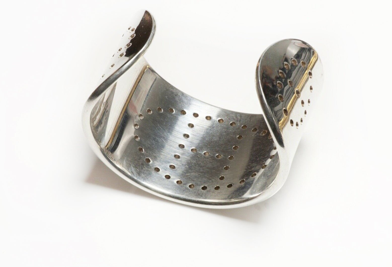 Hermes Paris Wide Sterling Silver H Eclipse Cuff Bracelet