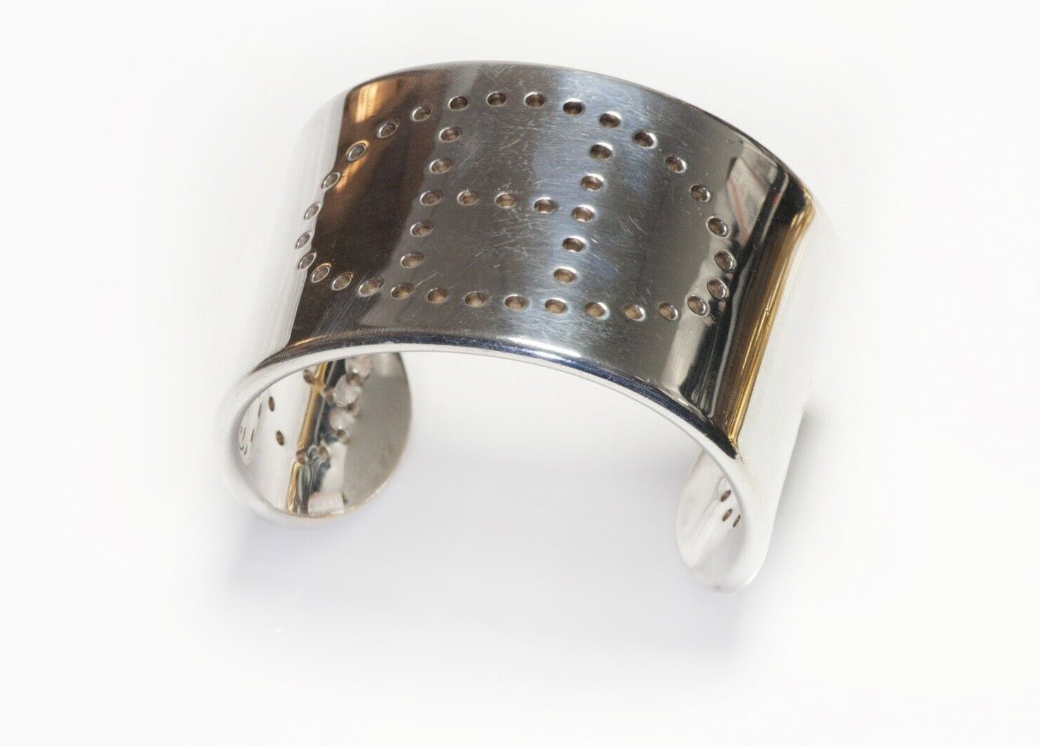 Hermes Paris Wide Sterling Silver H Eclipse Cuff Bracelet