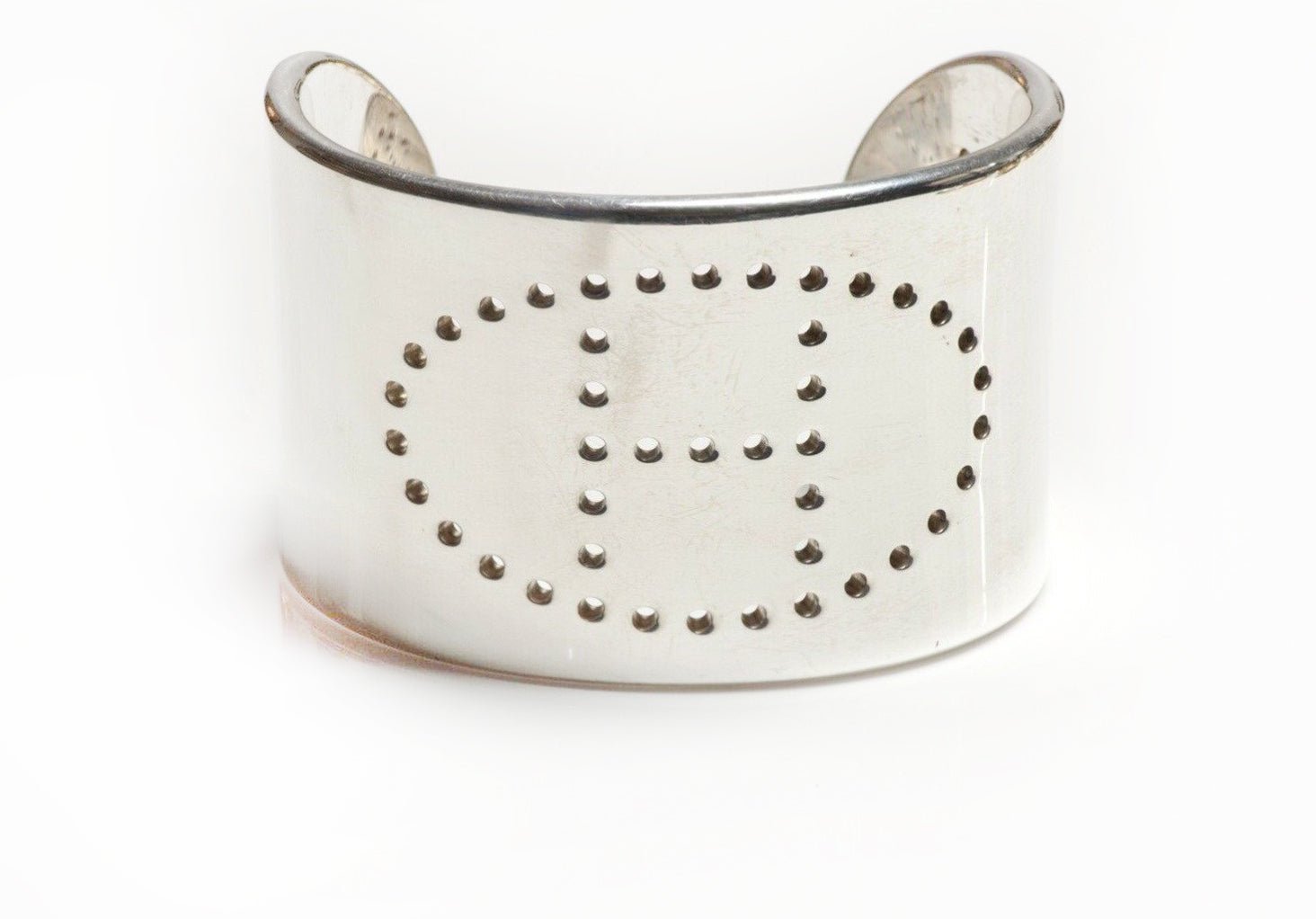 Hermes Paris Wide Sterling Silver H Eclipse Cuff Bracelet