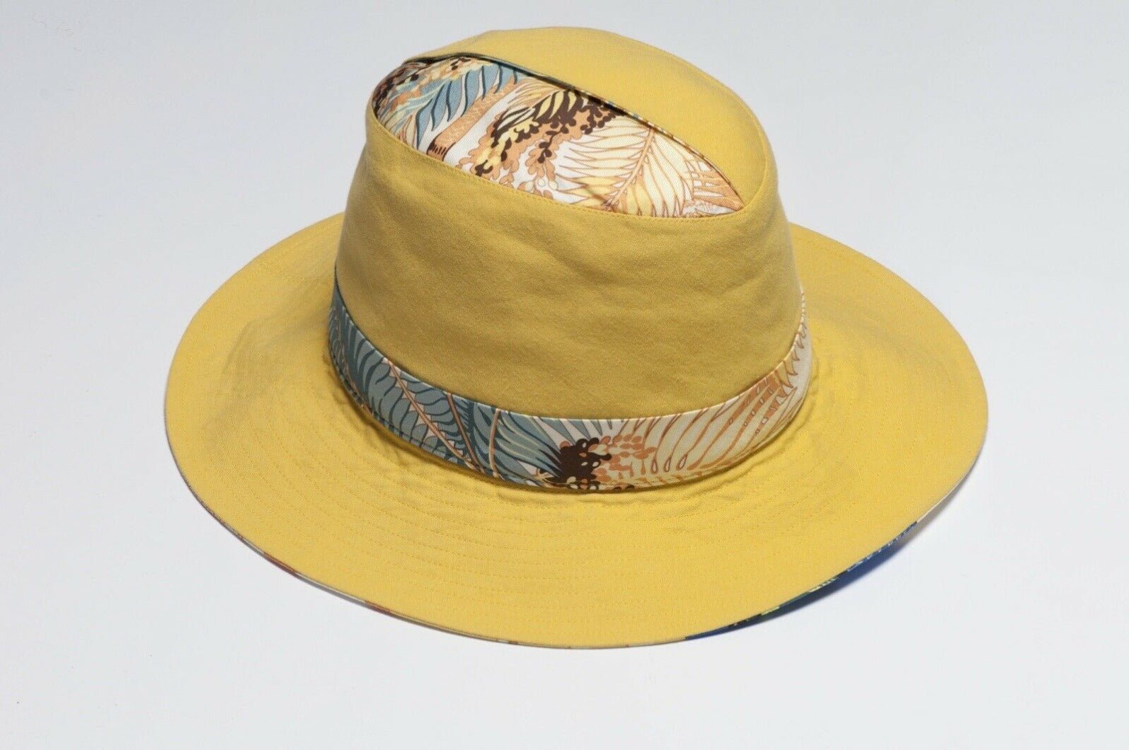 HERMES Paris Yellow Cotton Silk Blend Women’s Fedora Hat