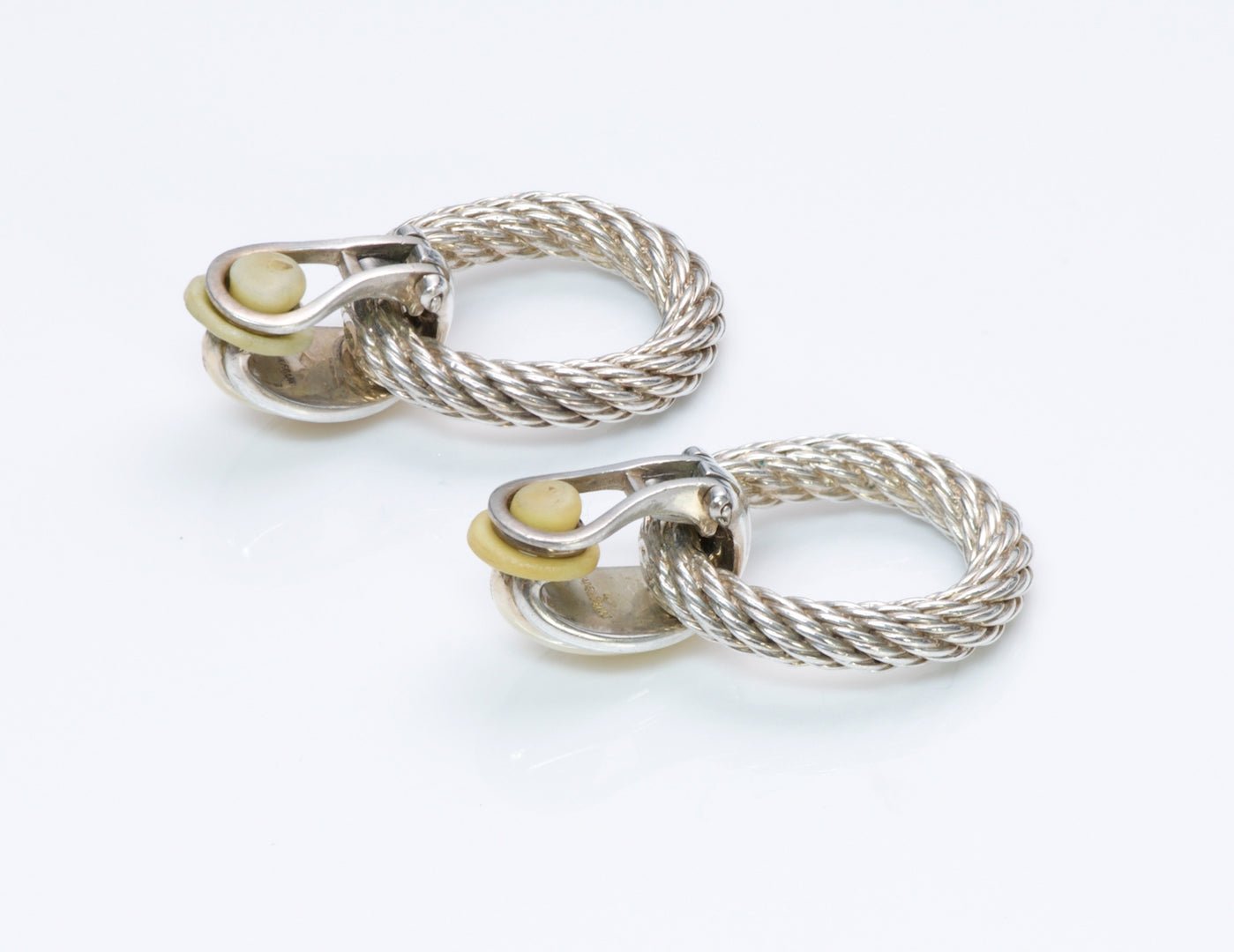 Hermès Silver Gold Door Knocker Earrings