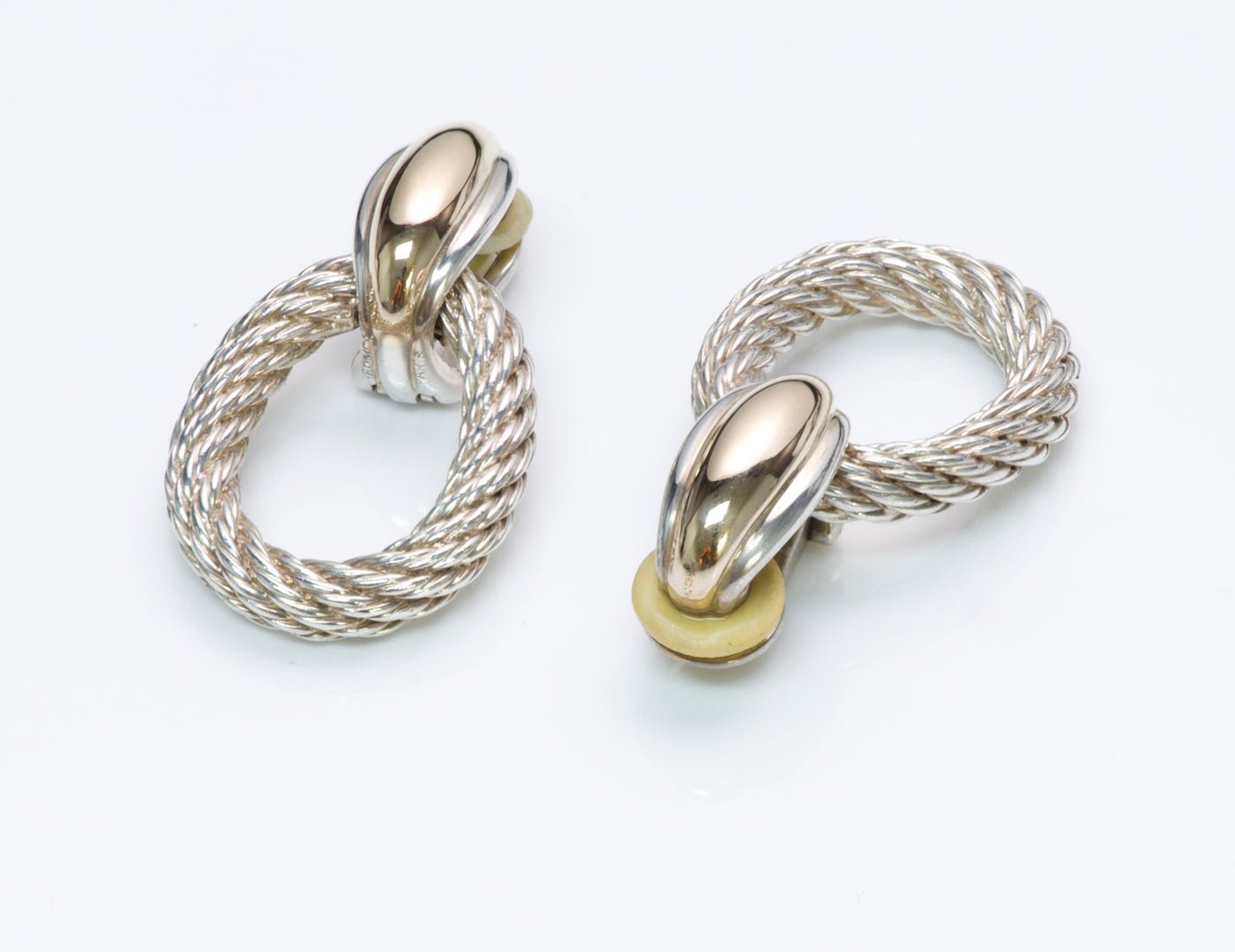 Hermès Silver Gold Door Knocker Earrings