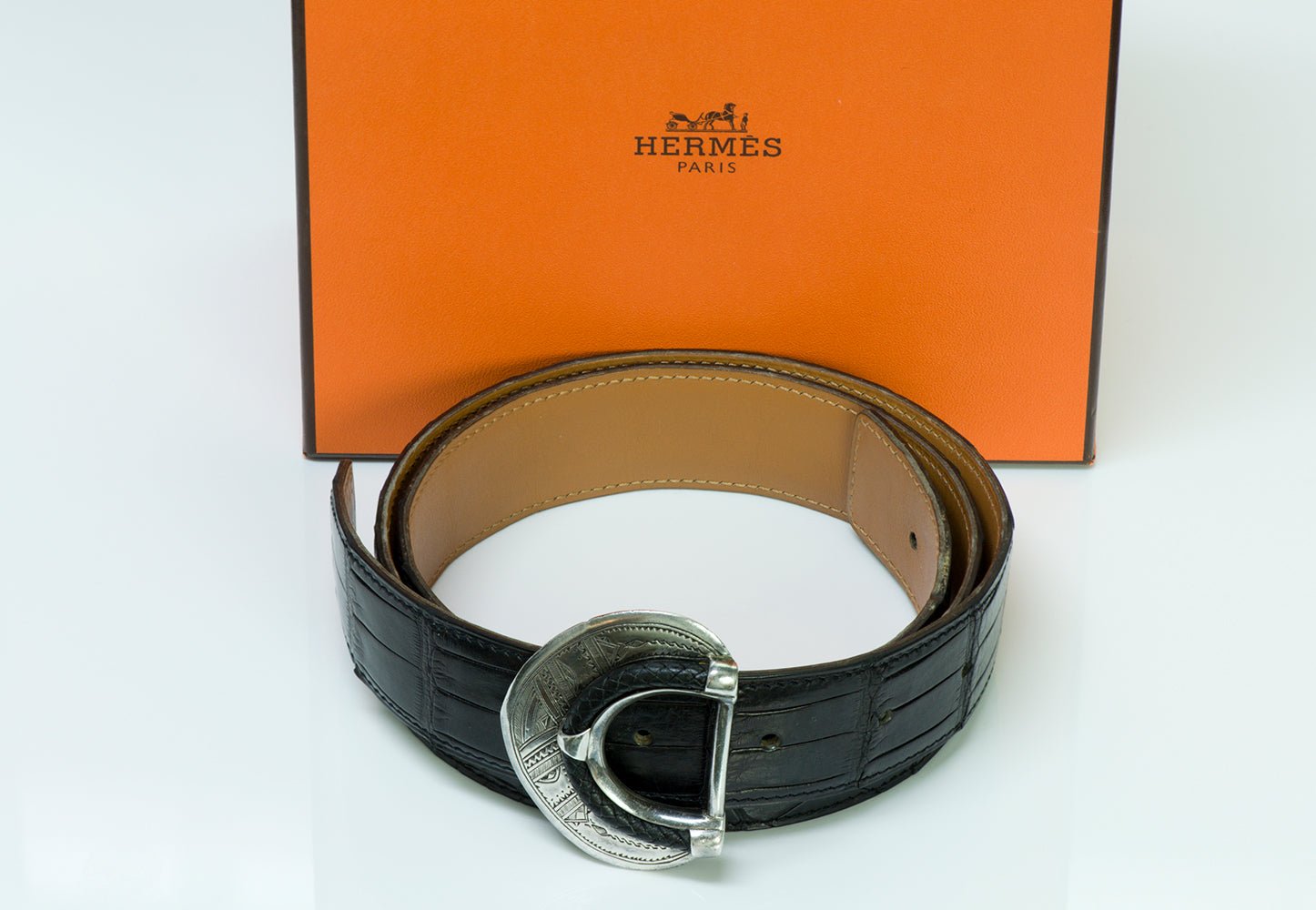 Hermès Touareg Silver Alligator Belt