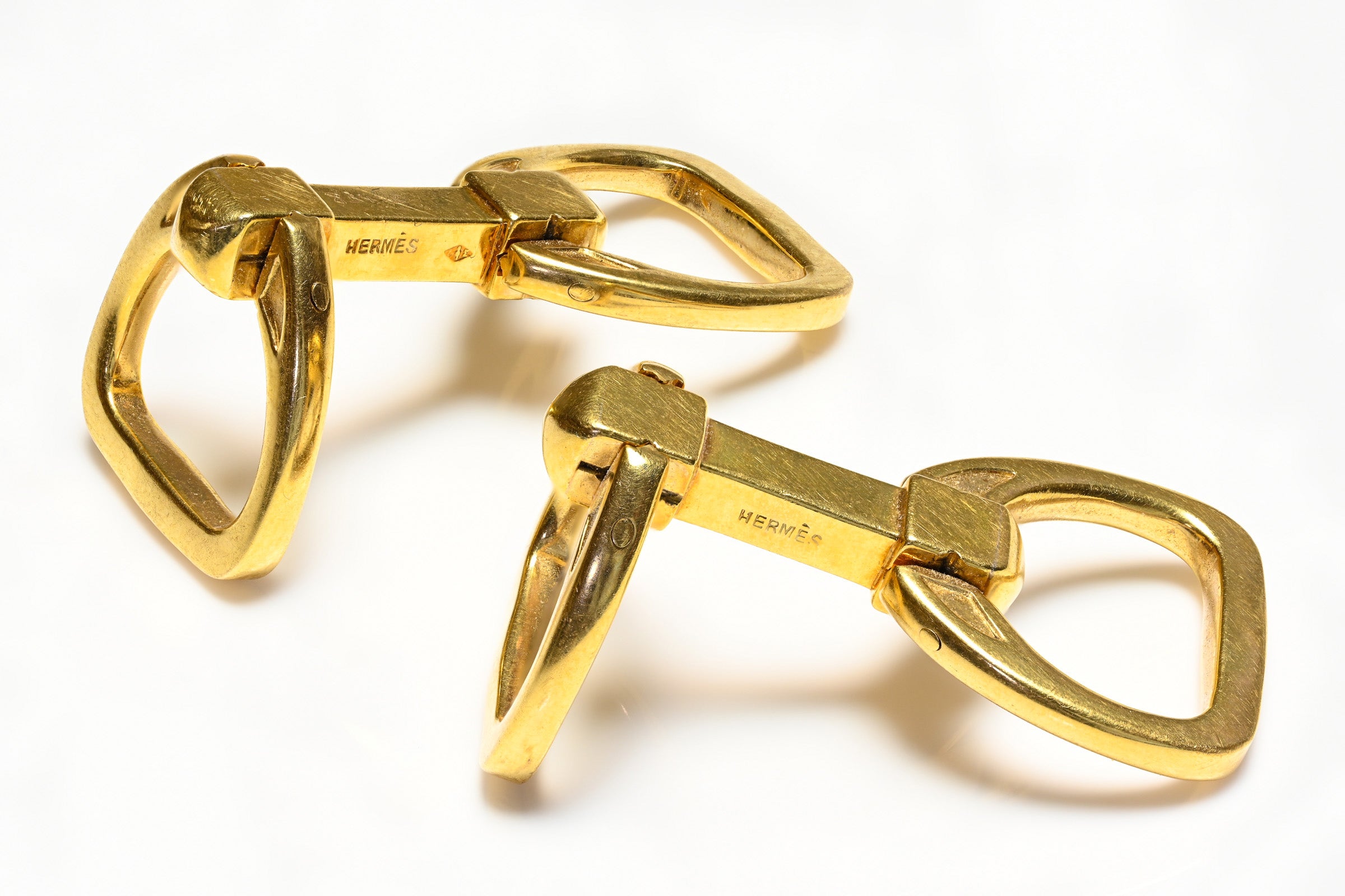 Hermes 18K Yellow Gold Equestrian Stirrup Cufflinks