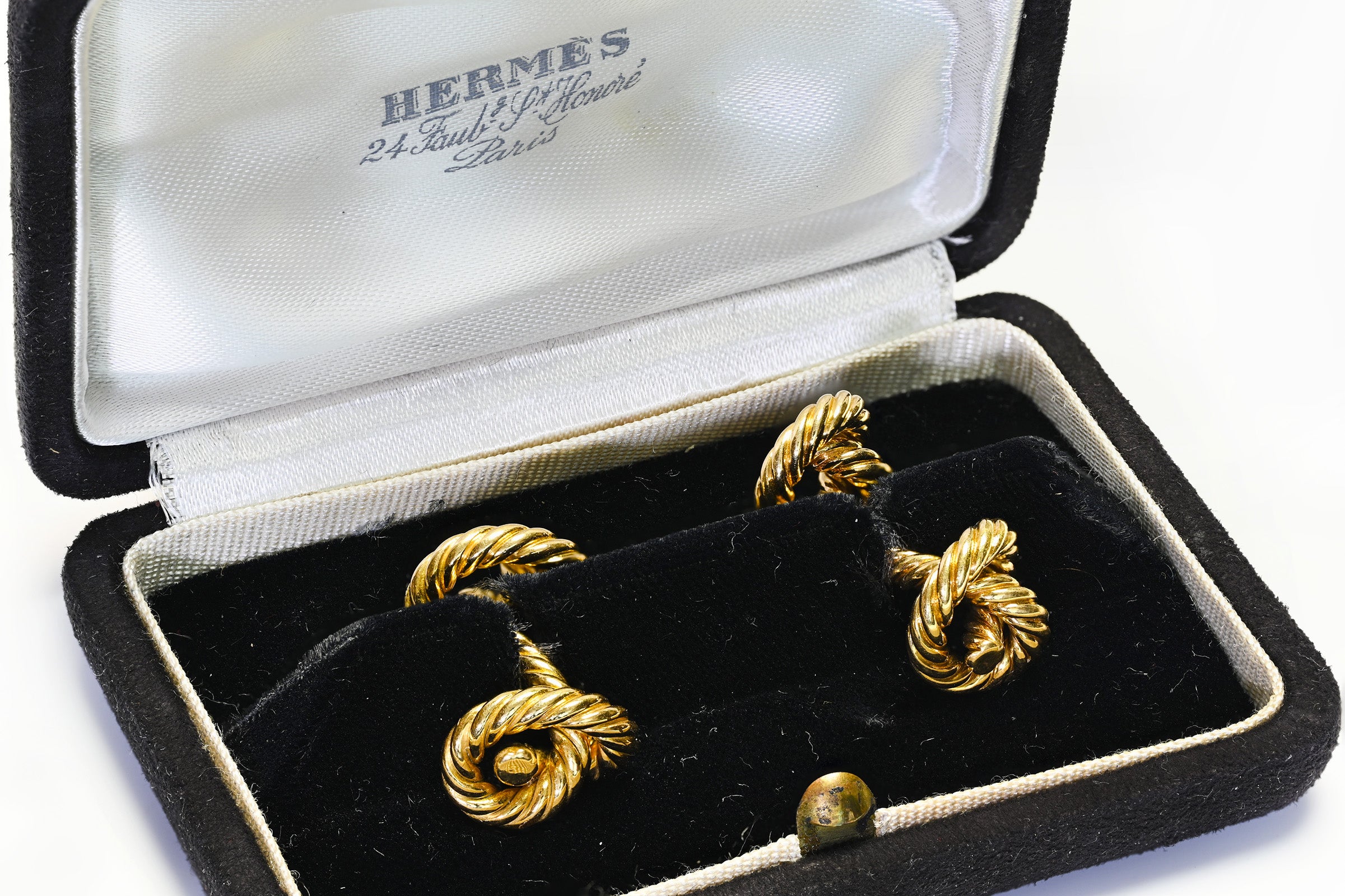 Hermès Georges L'Enfant 18K Gold Twisted Rope Knot Cufflinks