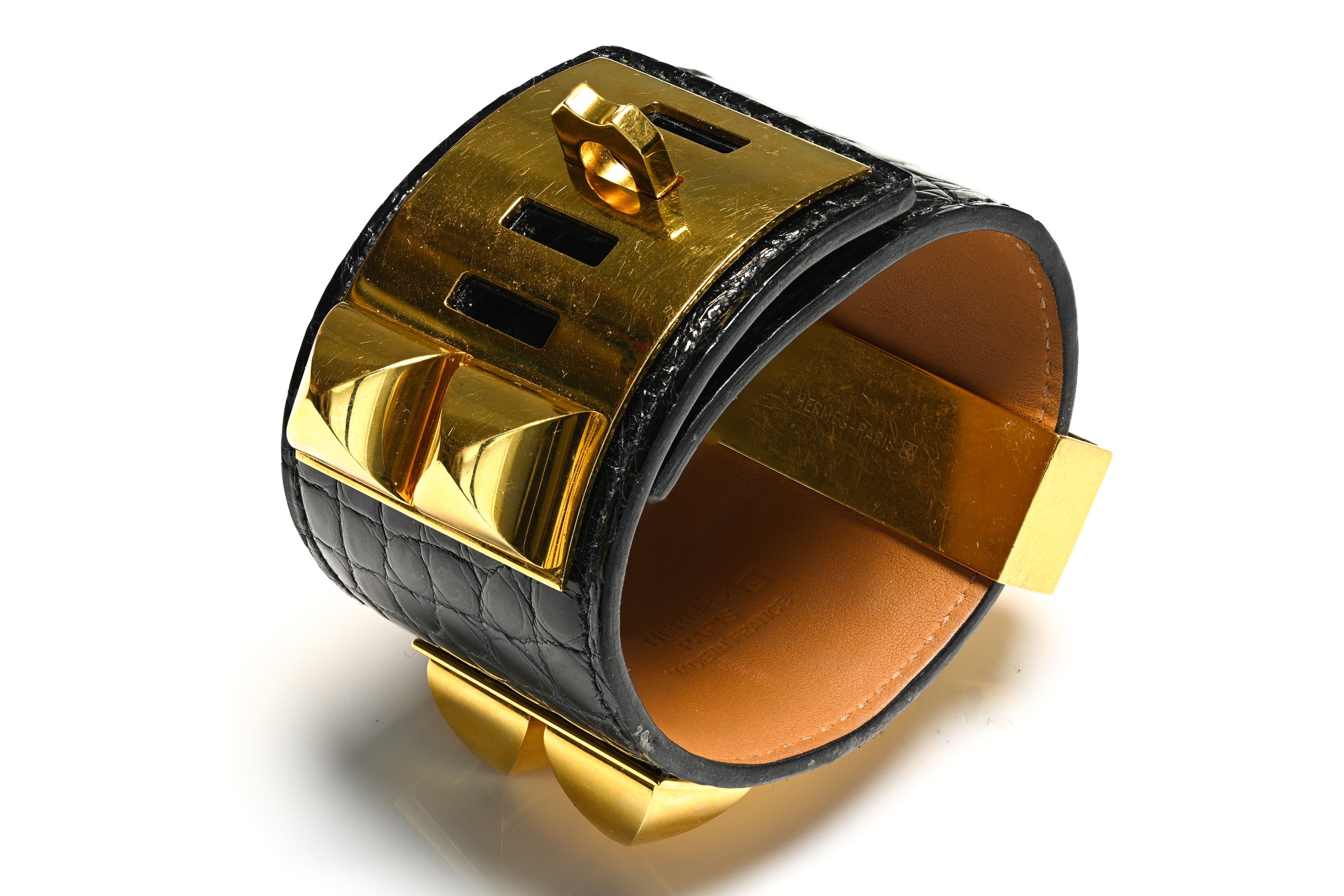 Hermes Paris Black Crocodile Collier de Chien Bracelet 1