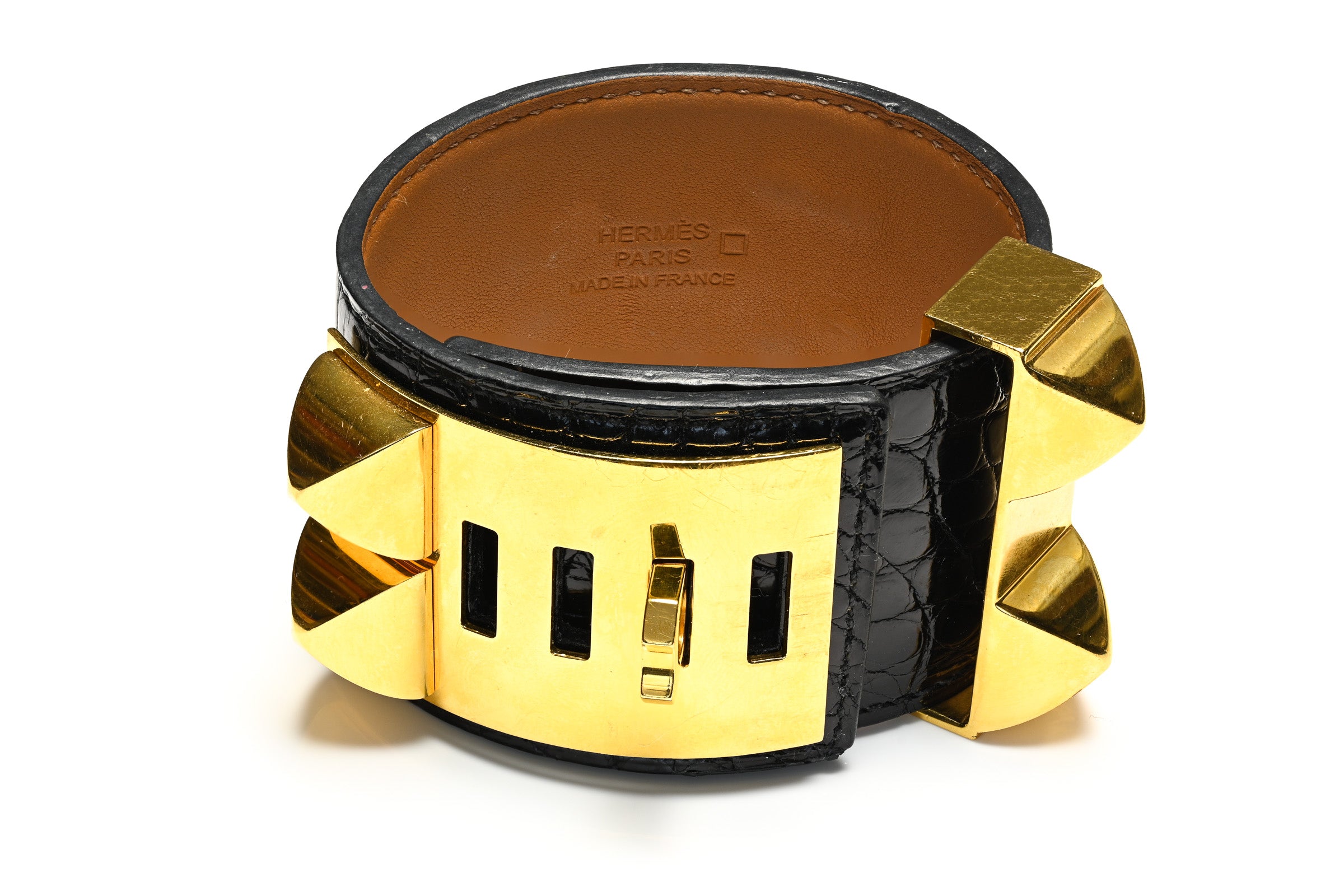 Hermes Paris Black Crocodile Collier de Chien Bracelet 3