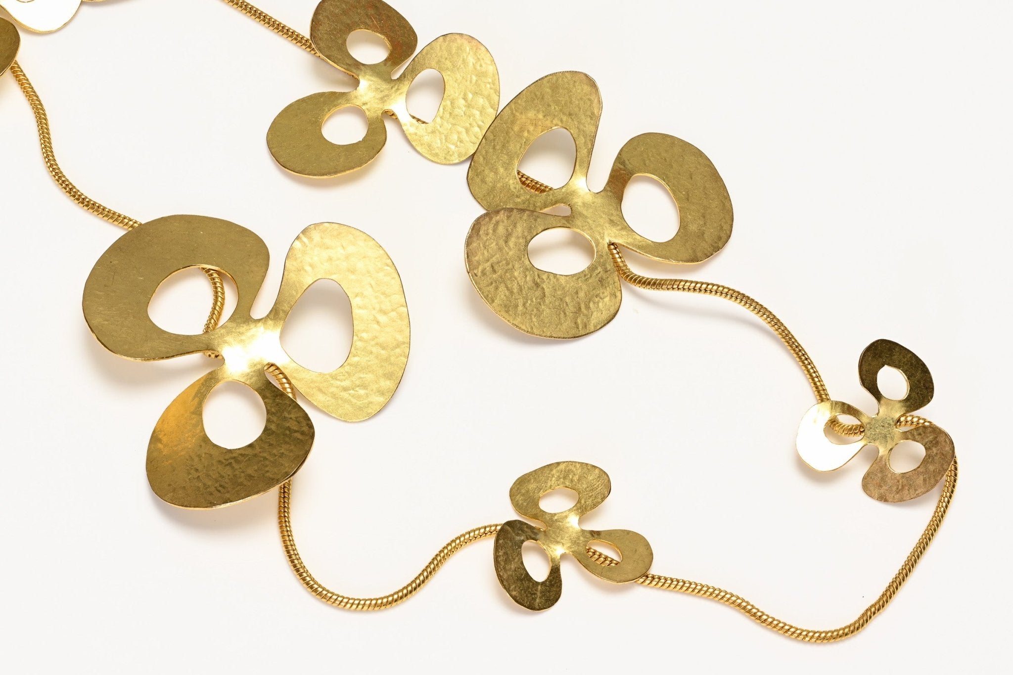 Herve Van der Straeten Gold Plated Nature Inspired Leaf Flower Chain Necklace