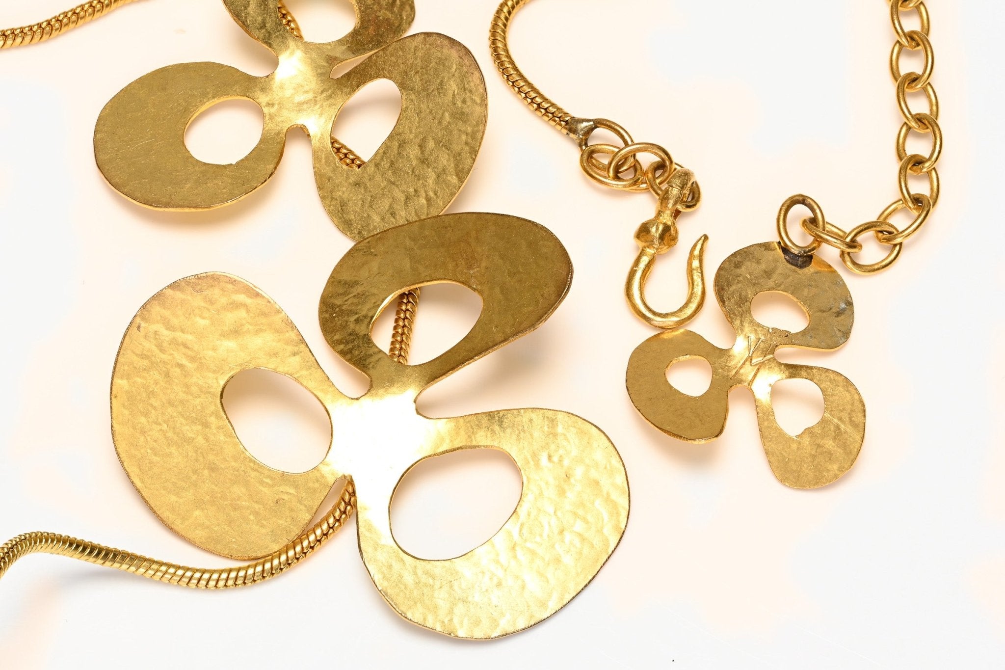 Herve Van der Straeten Gold Plated Nature Inspired Leaf Flower Chain Necklace