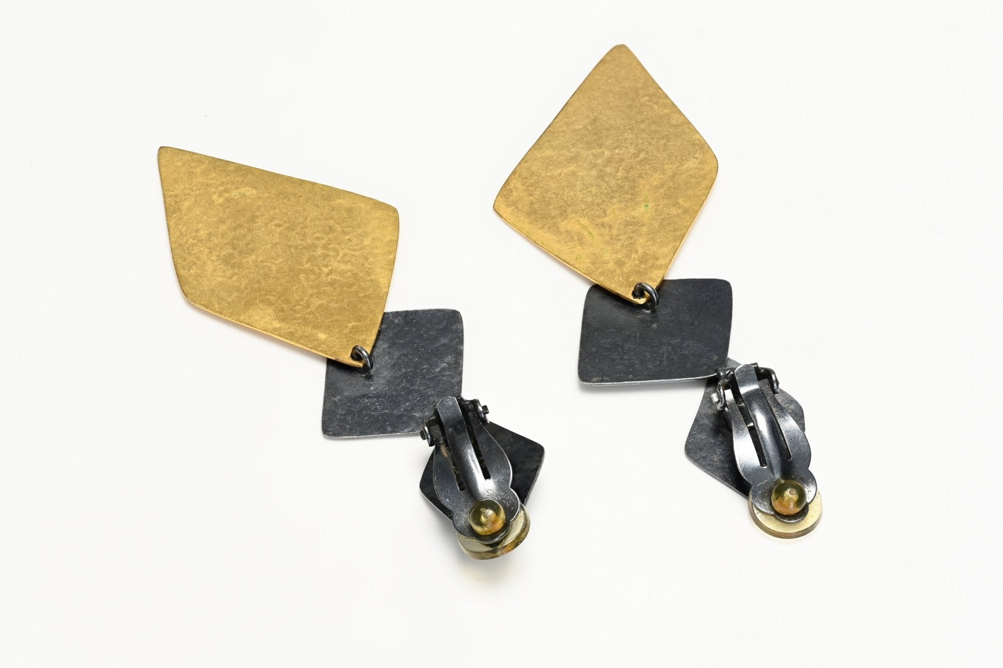 Herve Van der Straeten Mix Hammered Metal Geometric Drop Earrings