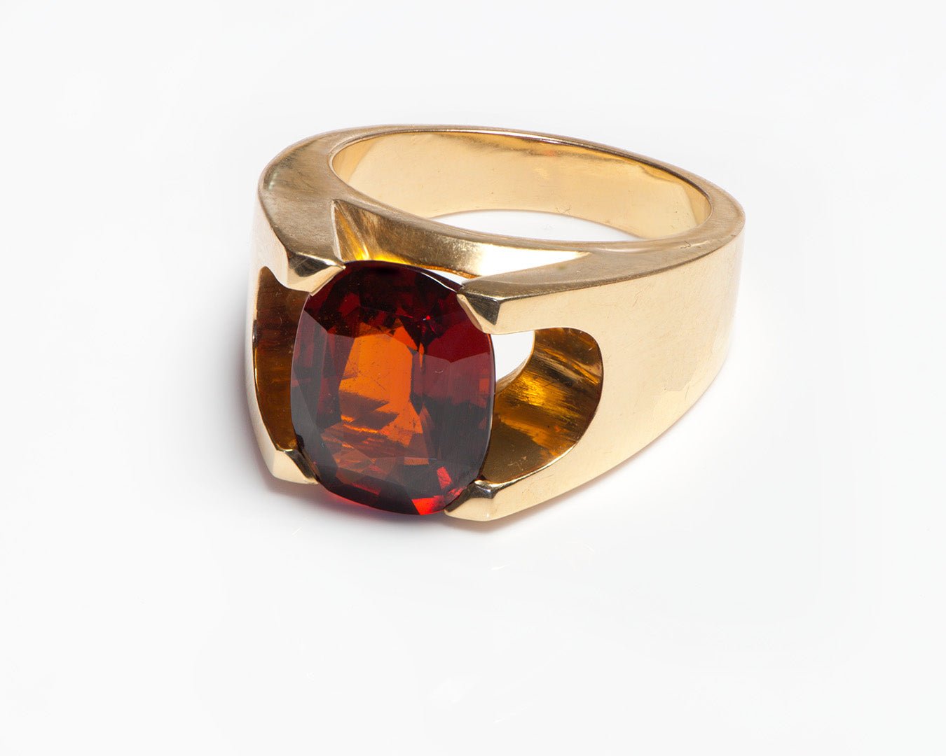 Hessonite Garnet 18K Gold Men's Ring