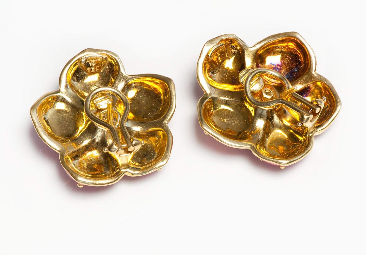 Hidalgo 18K Gold Enamel Diamond Flower Earrings