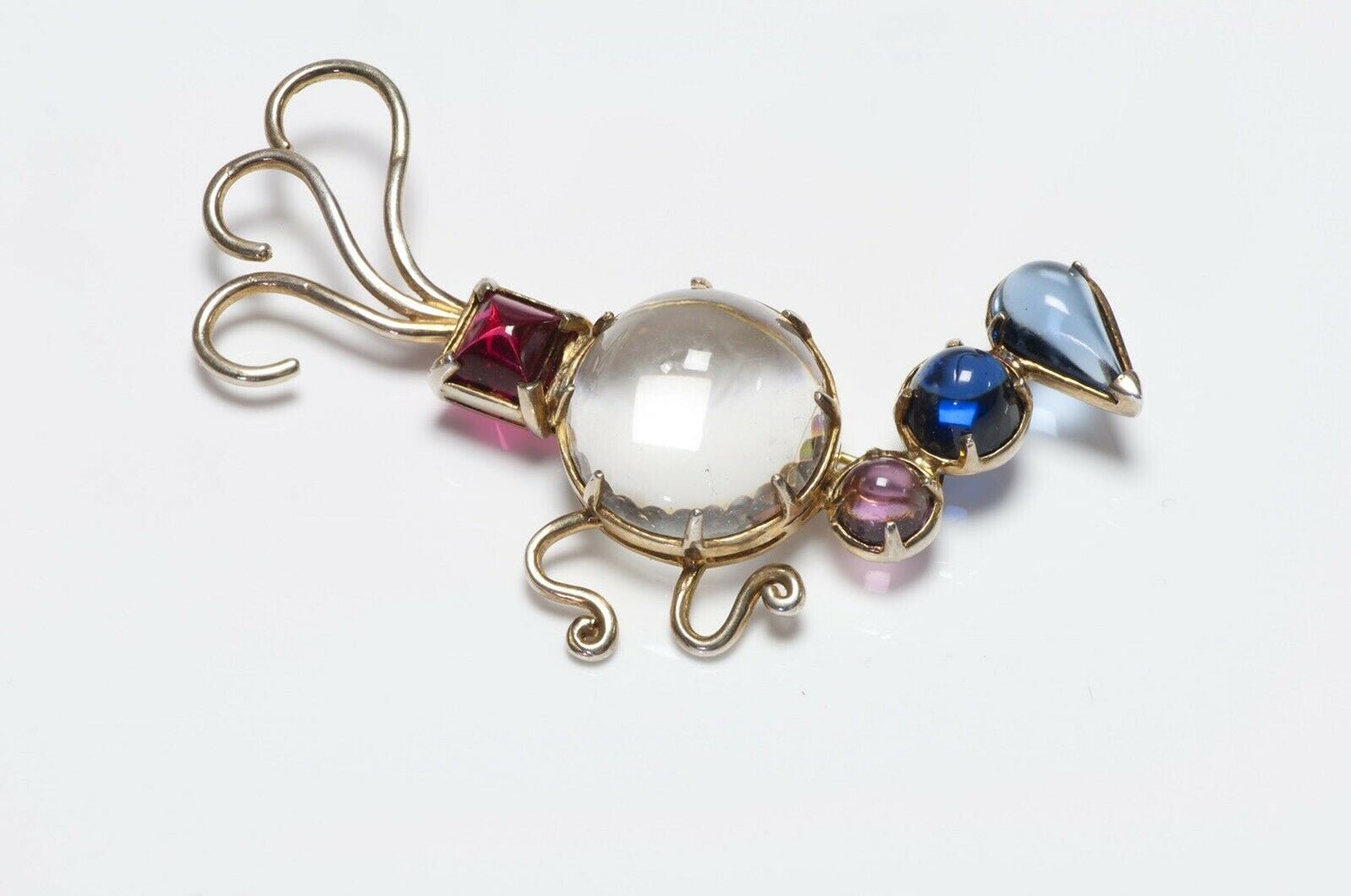 HOBE 1940’s Sterling Silver Jelly Belly Peacock Brooch