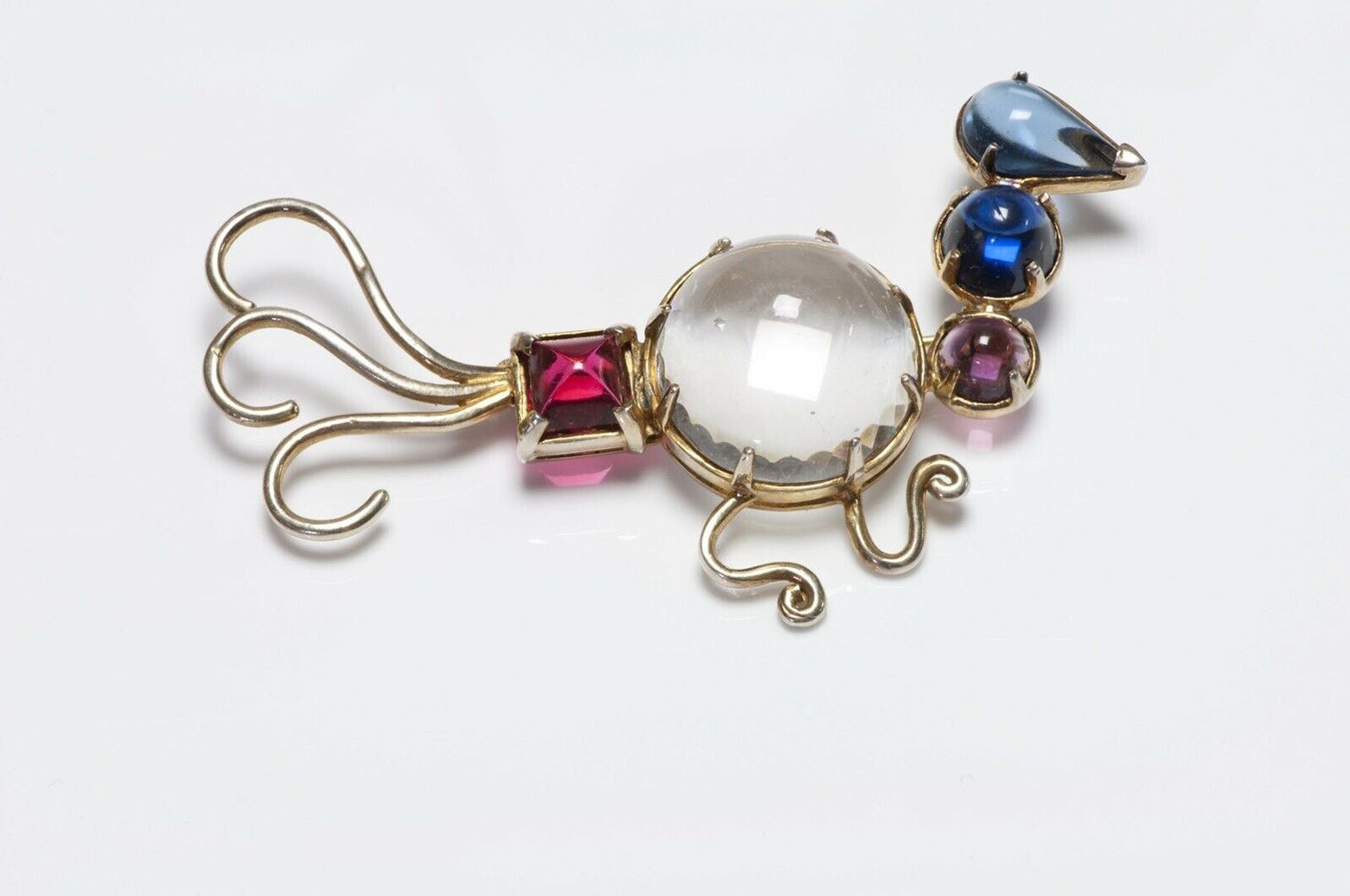 HOBE 1940’s Sterling Silver Jelly Belly Peacock Brooch
