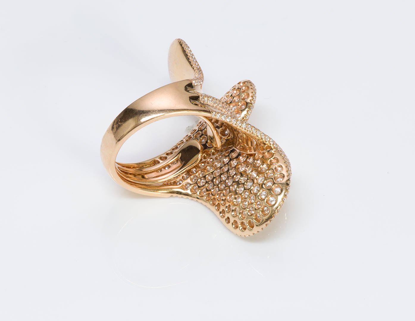 House Of Baguettes Pave Diamond Cocktail Women's Gold Ring