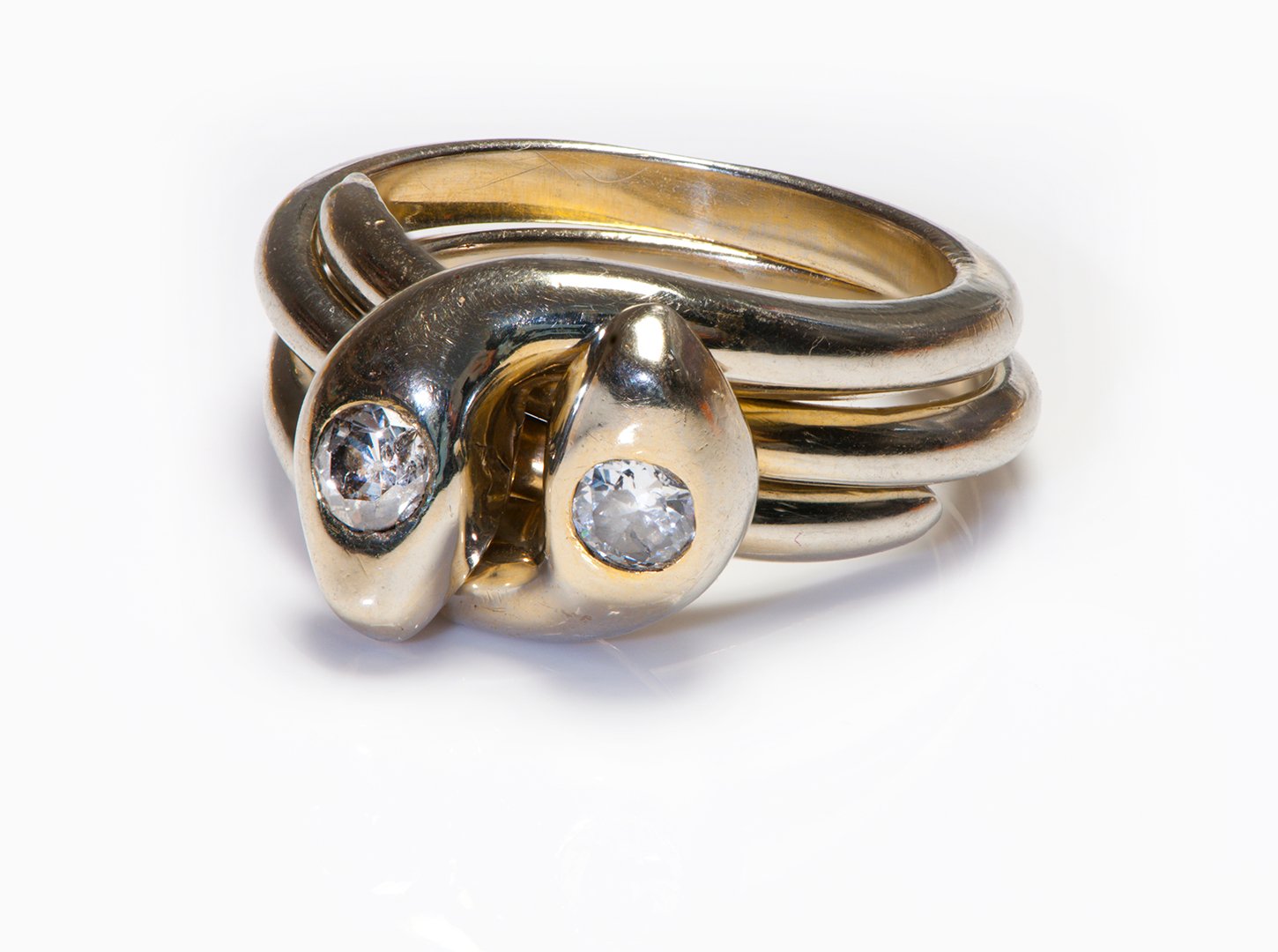 Interlocking Gold Diamond Snake Rings