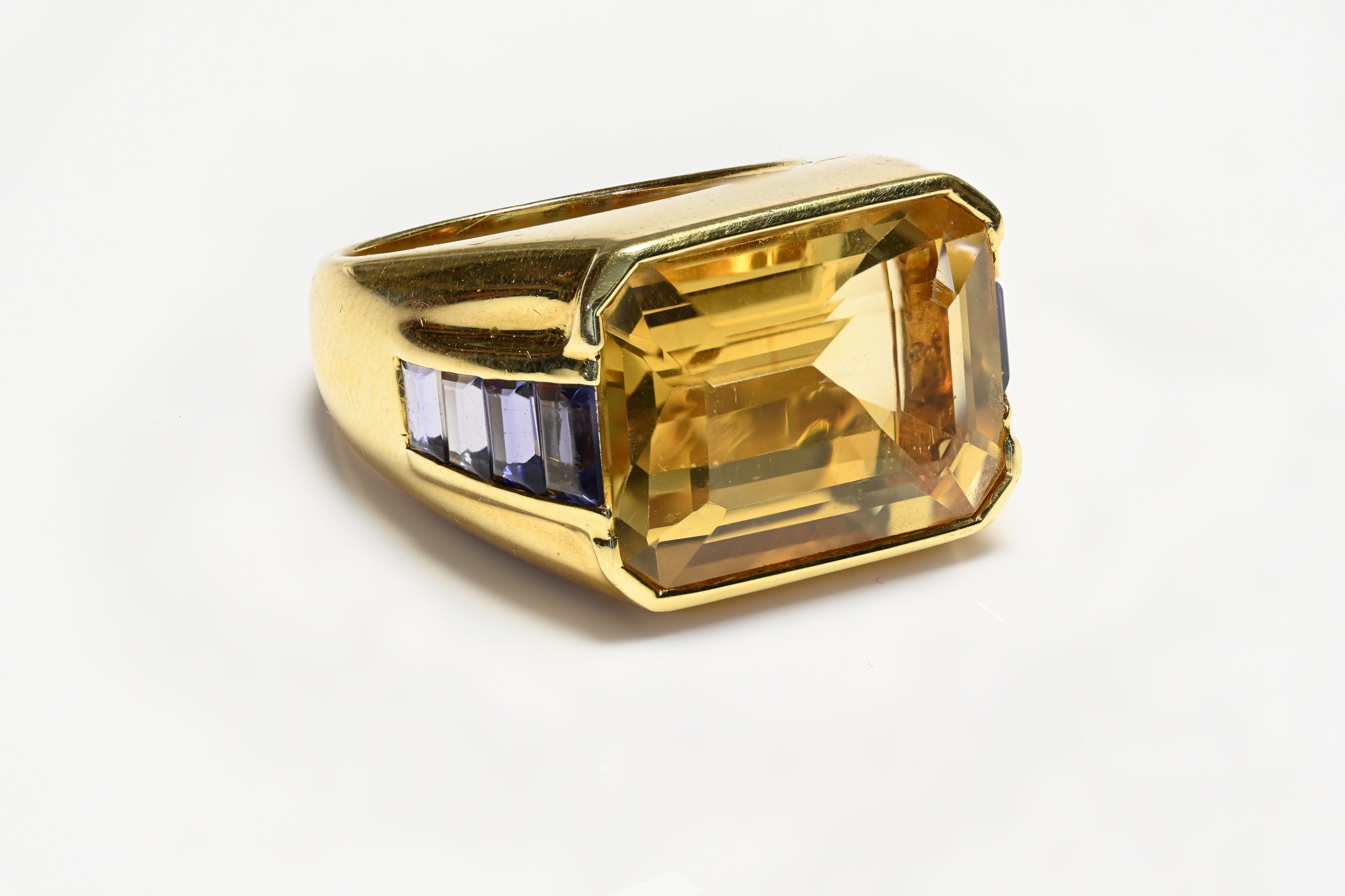 Citrine Iolite 18K gold Men's Ring