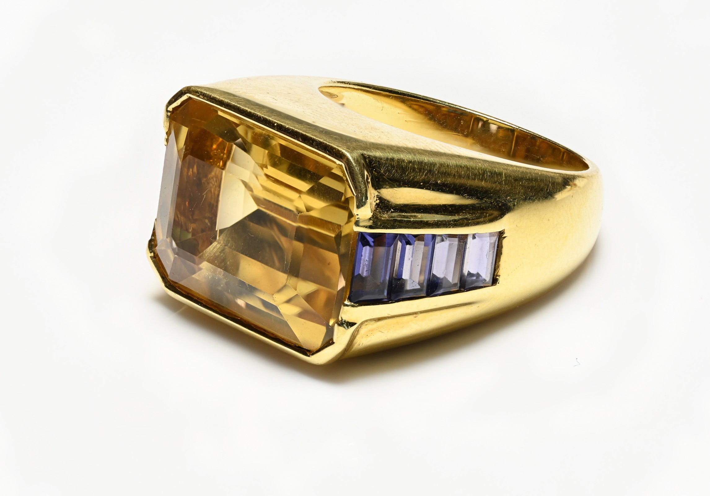 Citrine Iolite 18K gold Men's Ring