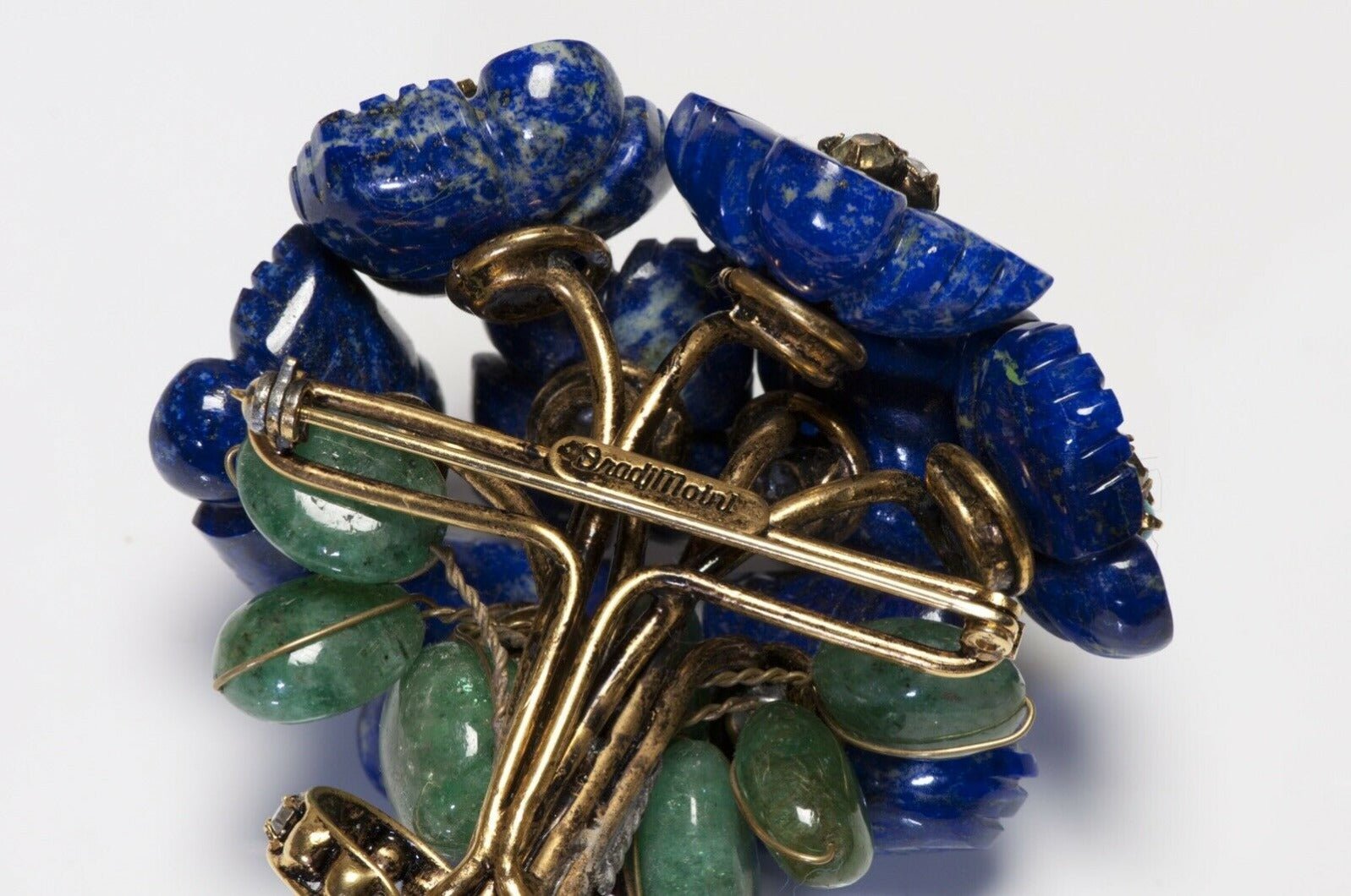 Iradj Moini Blue Lapis Turquoise Flower Bouquet Pin Brooch