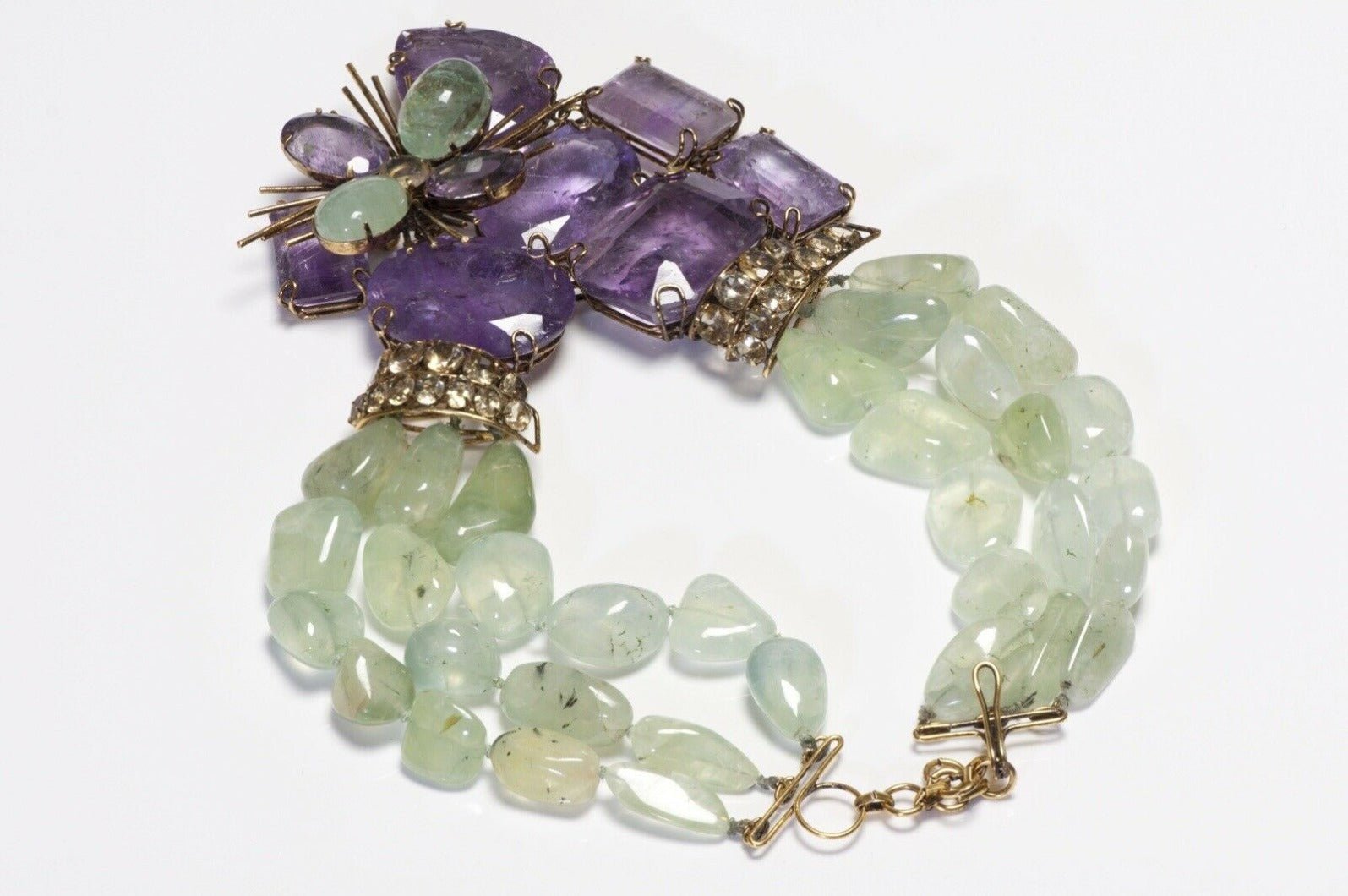 Iradj Moini Green Aventurine Amethyst Flower Collar Necklace