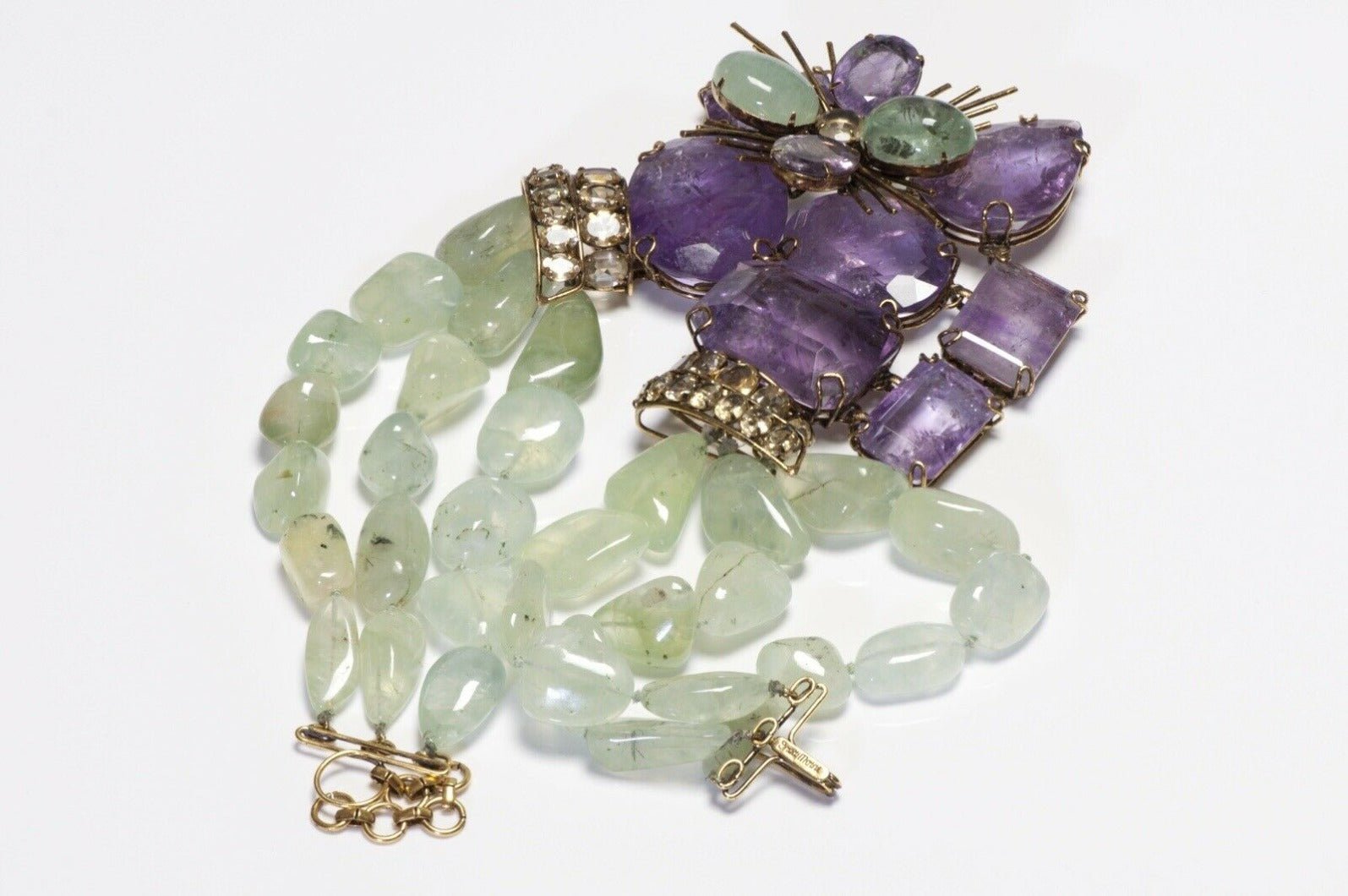 Iradj Moini Green Aventurine Amethyst Flower Collar Necklace