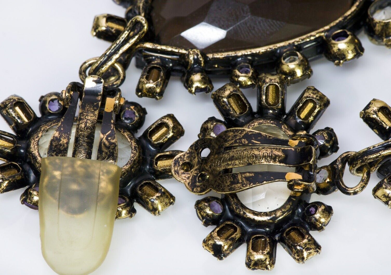 Iradj Moini Long Amethyst Citrine Flower Earrings