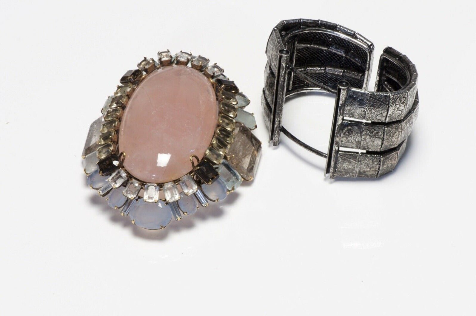 Iradj Moini Quartz Aquamarine Citrine Convertible Brooch Cuff Bracelet