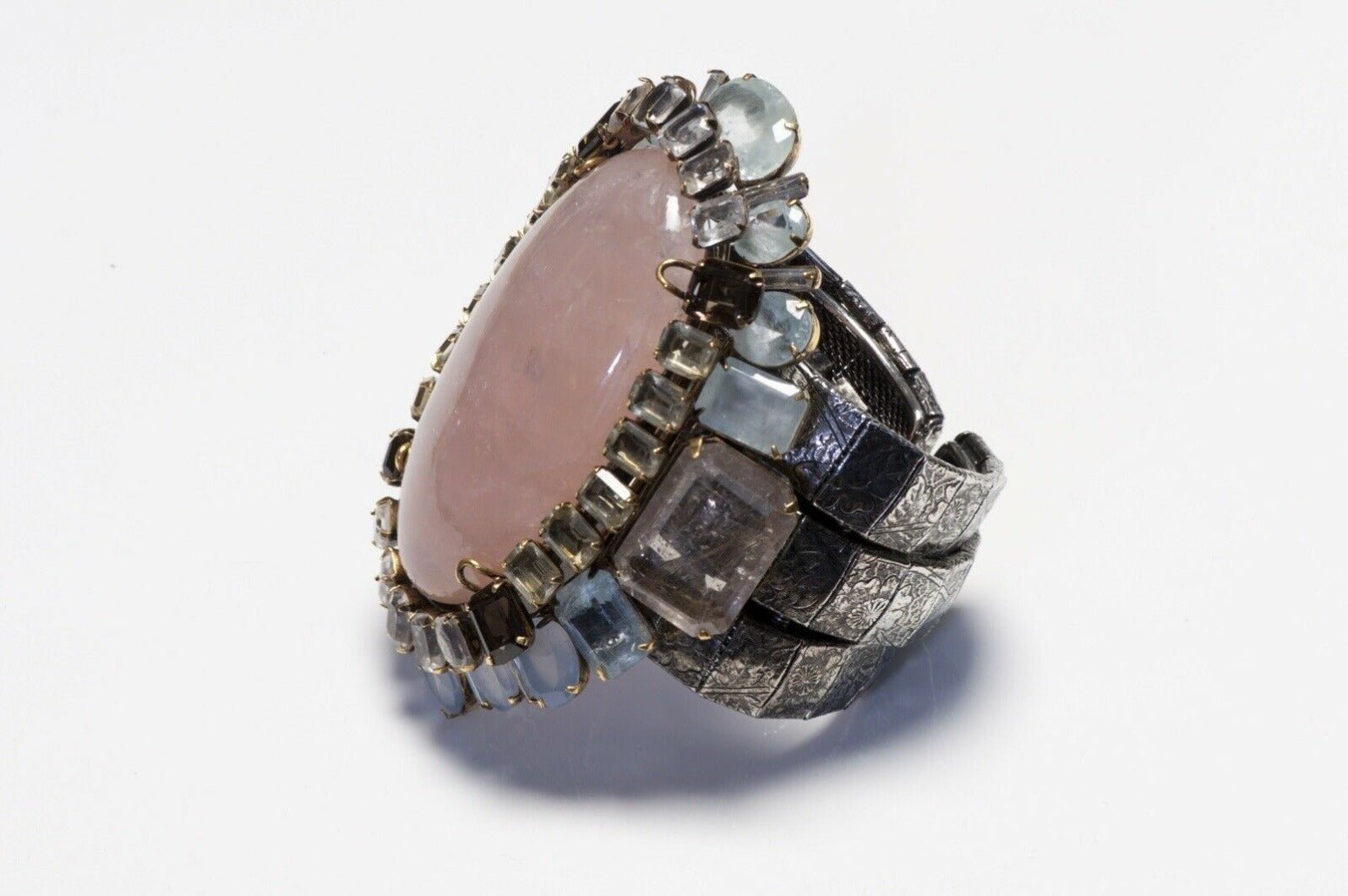 Iradj Moini Quartz Aquamarine Citrine Convertible Brooch Cuff Bracelet