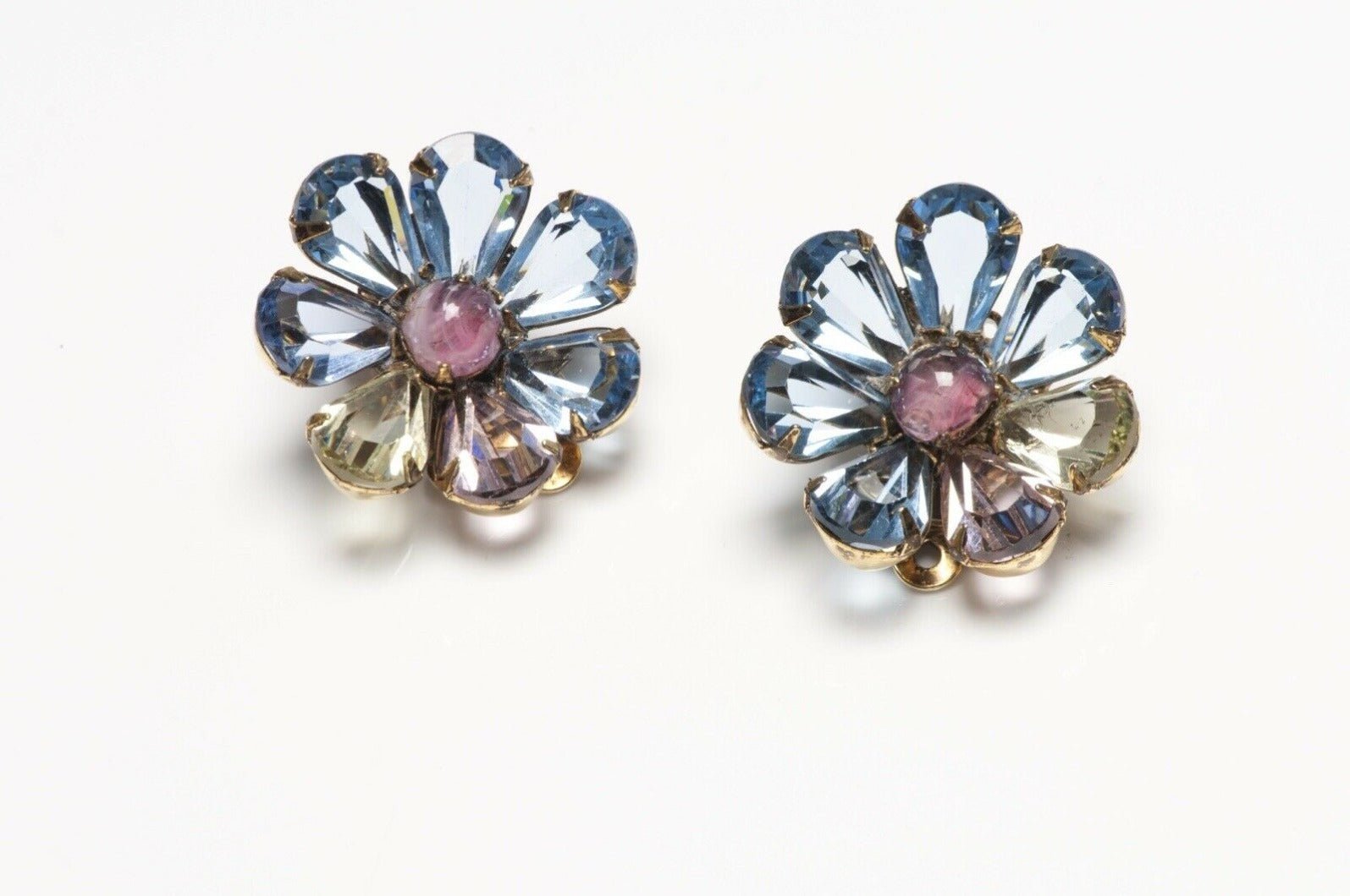 Iradj Moini Semiprecious Stones Flower Bouquet Brooch Earrings Set