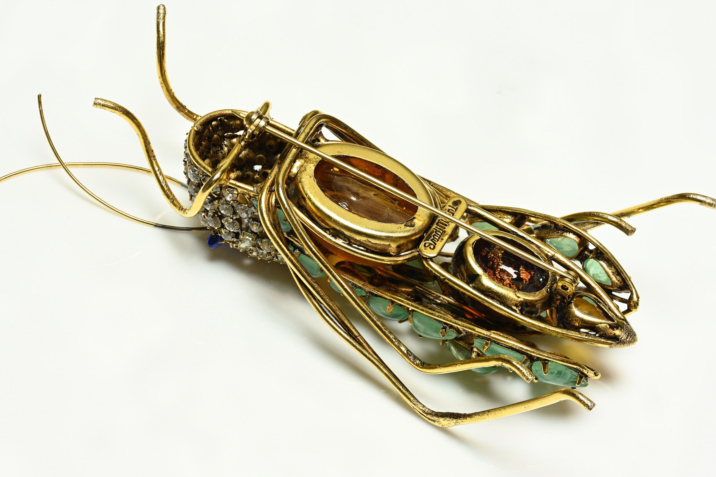 Iradj Moini Green Grasshopper Brooch
