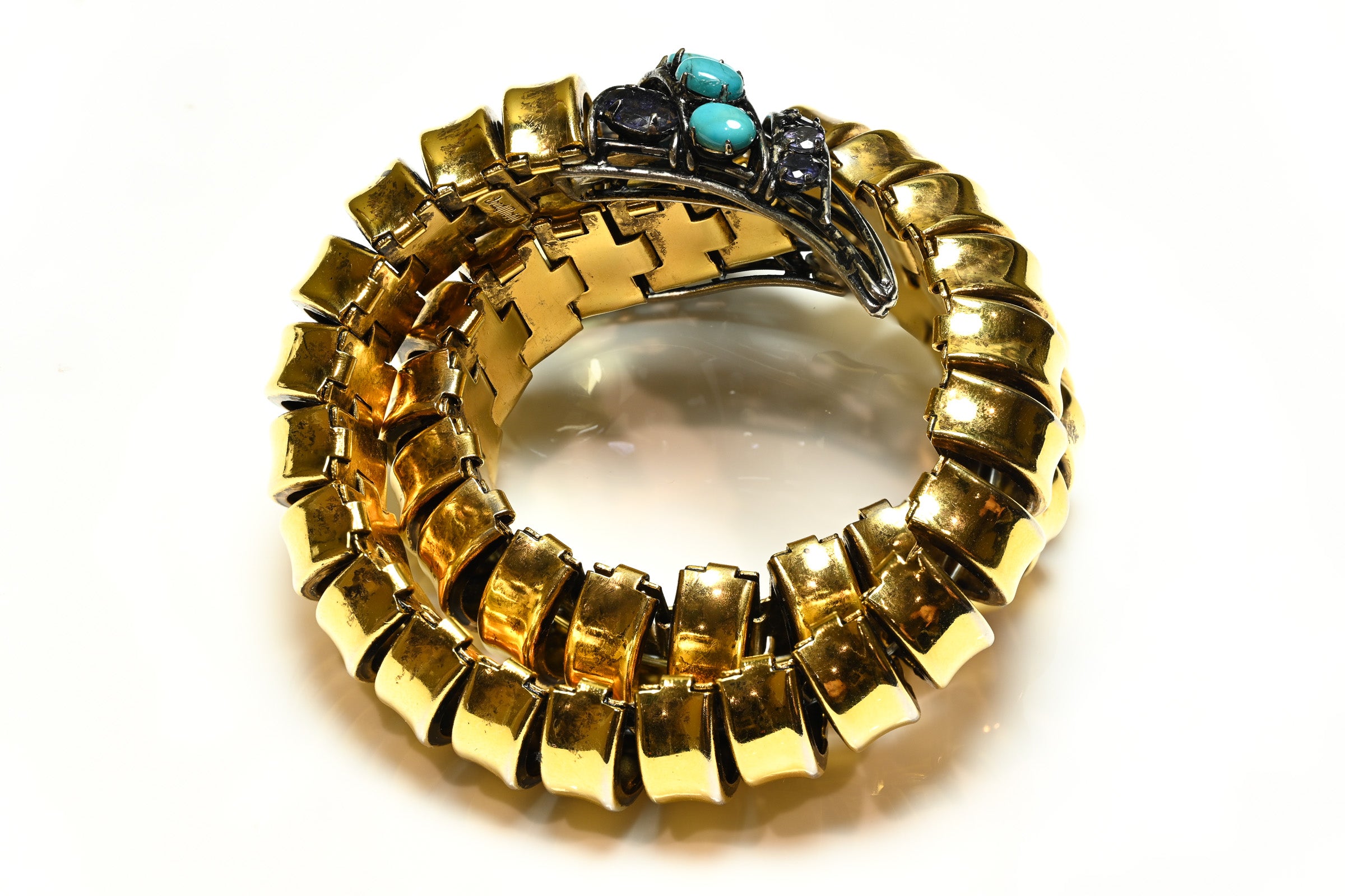Vintage Iradj Moini Turquoise Amethyst Snake Wrap Bracelet 2