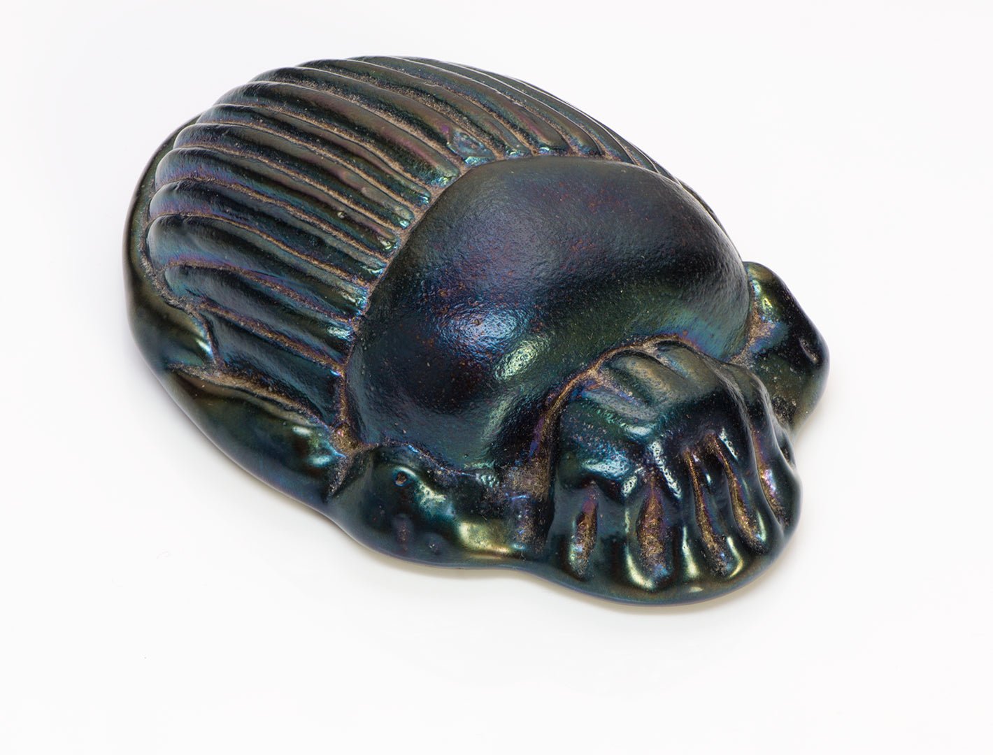 Iridescent Favrile Art Glass Scarab Paperweight