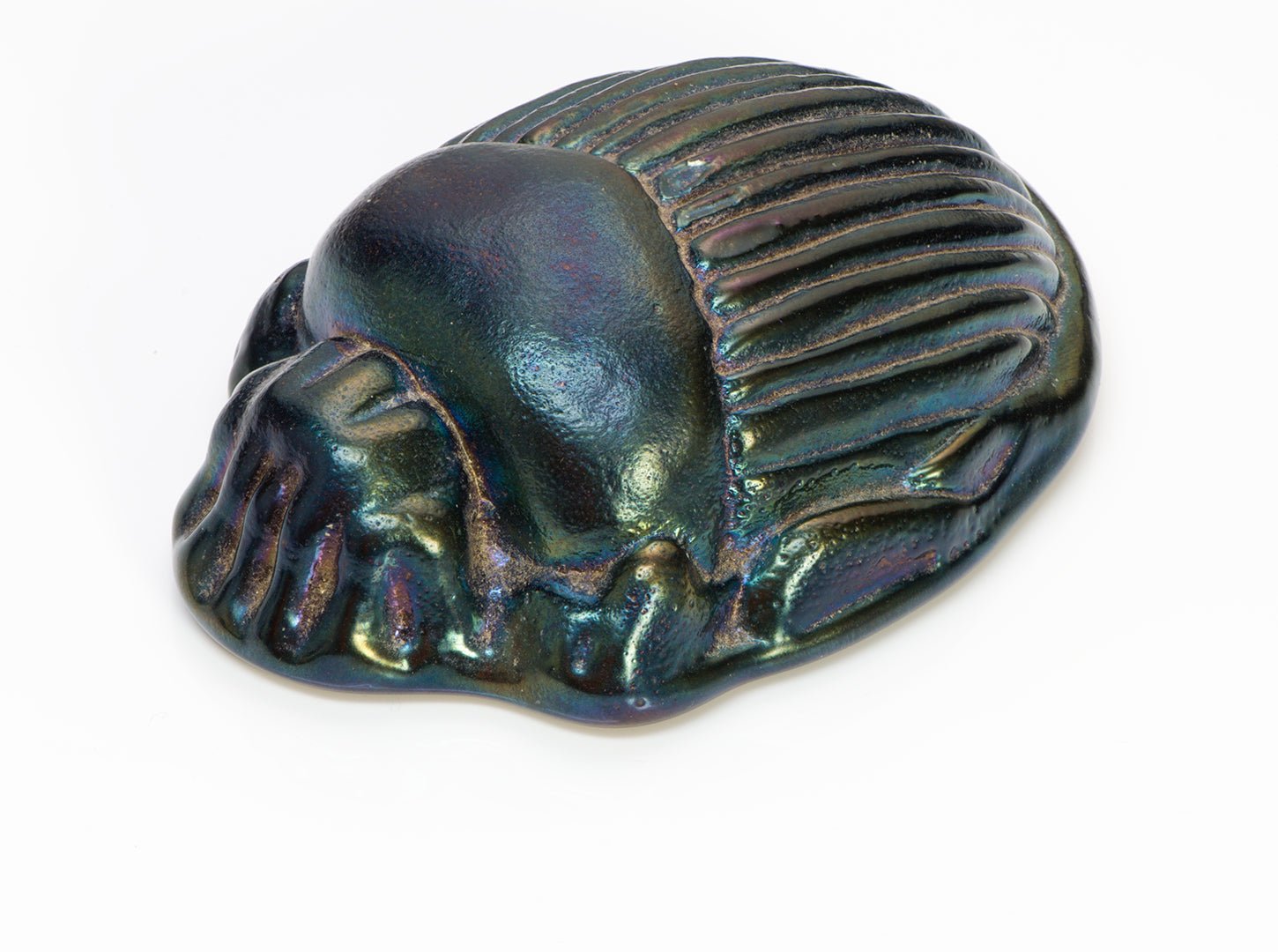 Iridescent Favrile Art Glass Scarab Paperweight