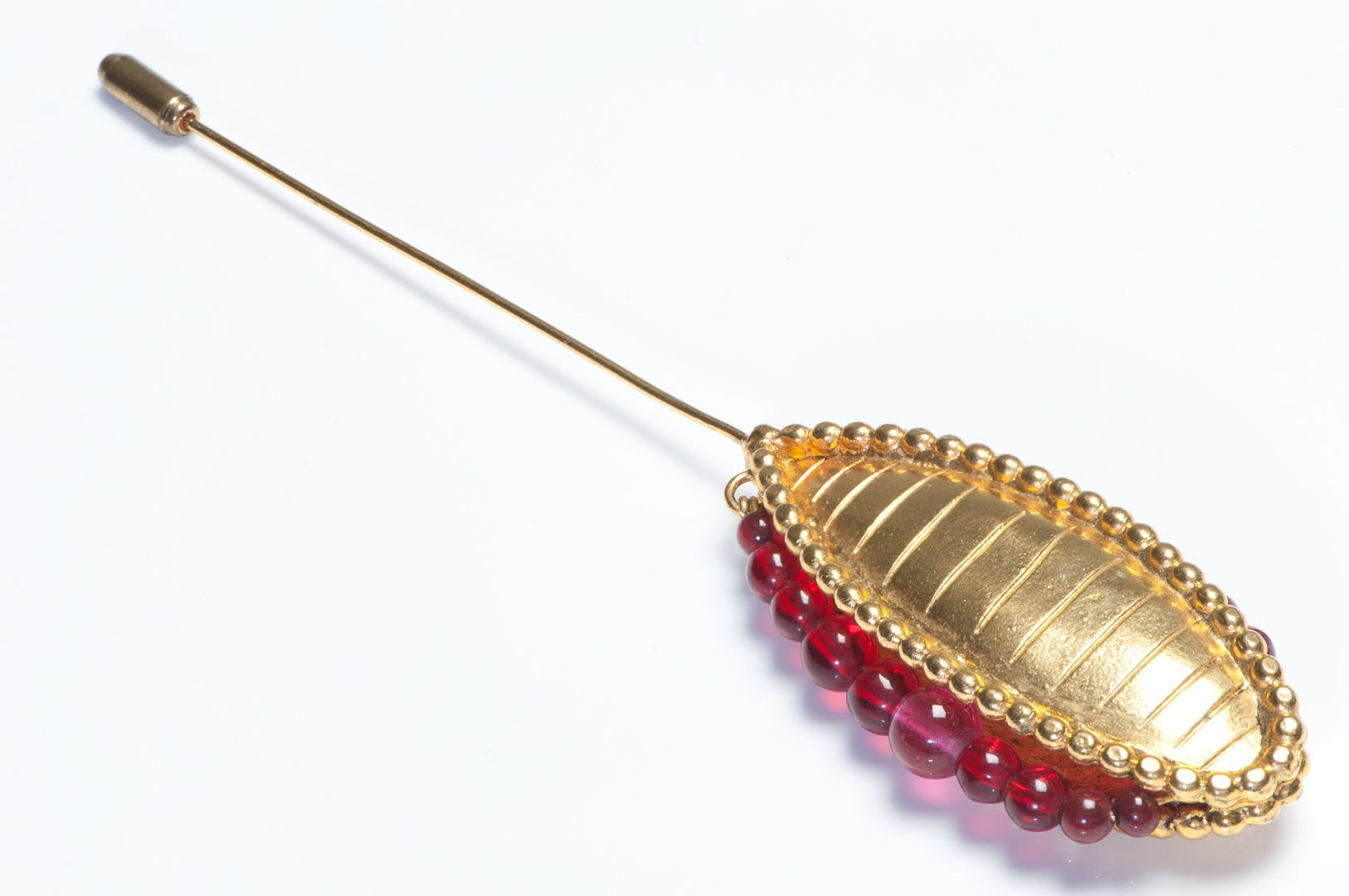 Isabel Canovas 1980’s Maison Gripoix Red Glass Beads Pod Hat Pin Brooch
